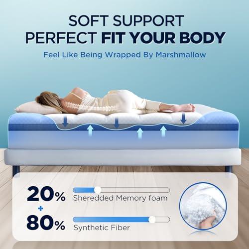 Biteany Premium Memory Foam Mattress Topper King for Ultra Comfort, 2\" Plush Pillow Top King Mattress Topper with Breathable Air Mesh Sides, Soft Mattress Pad Cover with Deep Pocket Fits 6-21\" Mattress