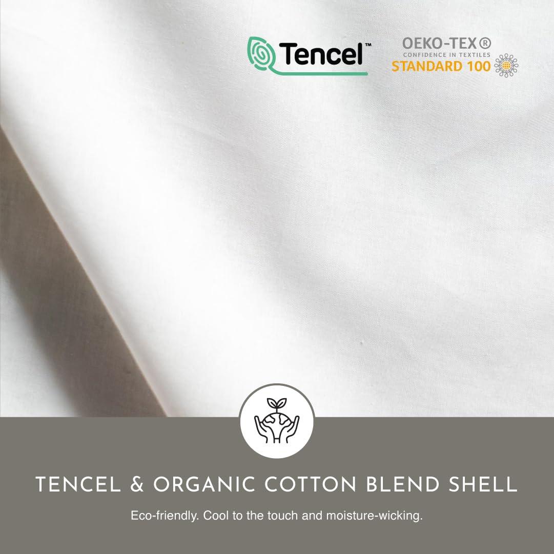 linens delight Highland Feather Tencel Organic Cotton Shell White Down Comforter 725 Super Fill Power Fluffy Duvet Insert Manufactured in Canada Ultra-Soft Lightweight (All Season, King)