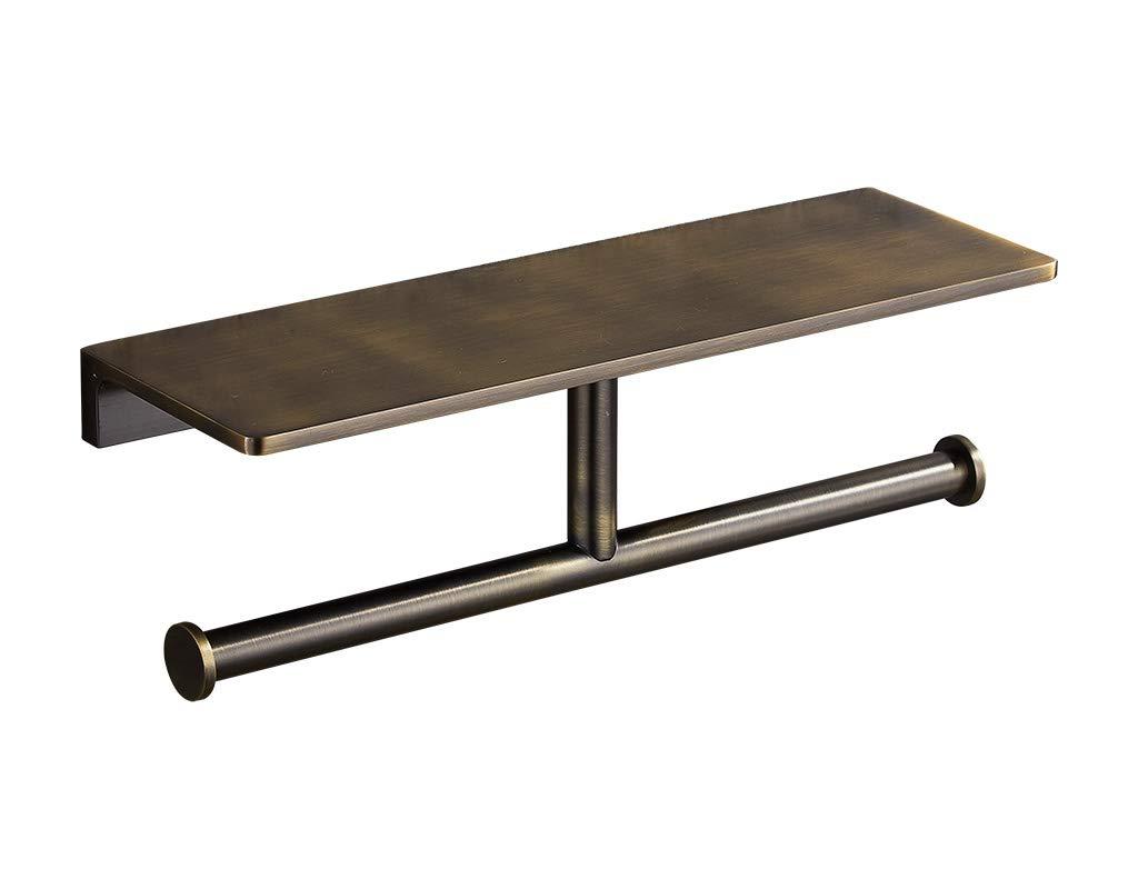 SANLIV Sanliv Toilet Paper Holder,Brushed Bronze Double Toilet Paper Roll Holder with Storage Shelf,Wall Mounted Brass Toliet Tissue Dispenser for Home and Hotel Bathrooms