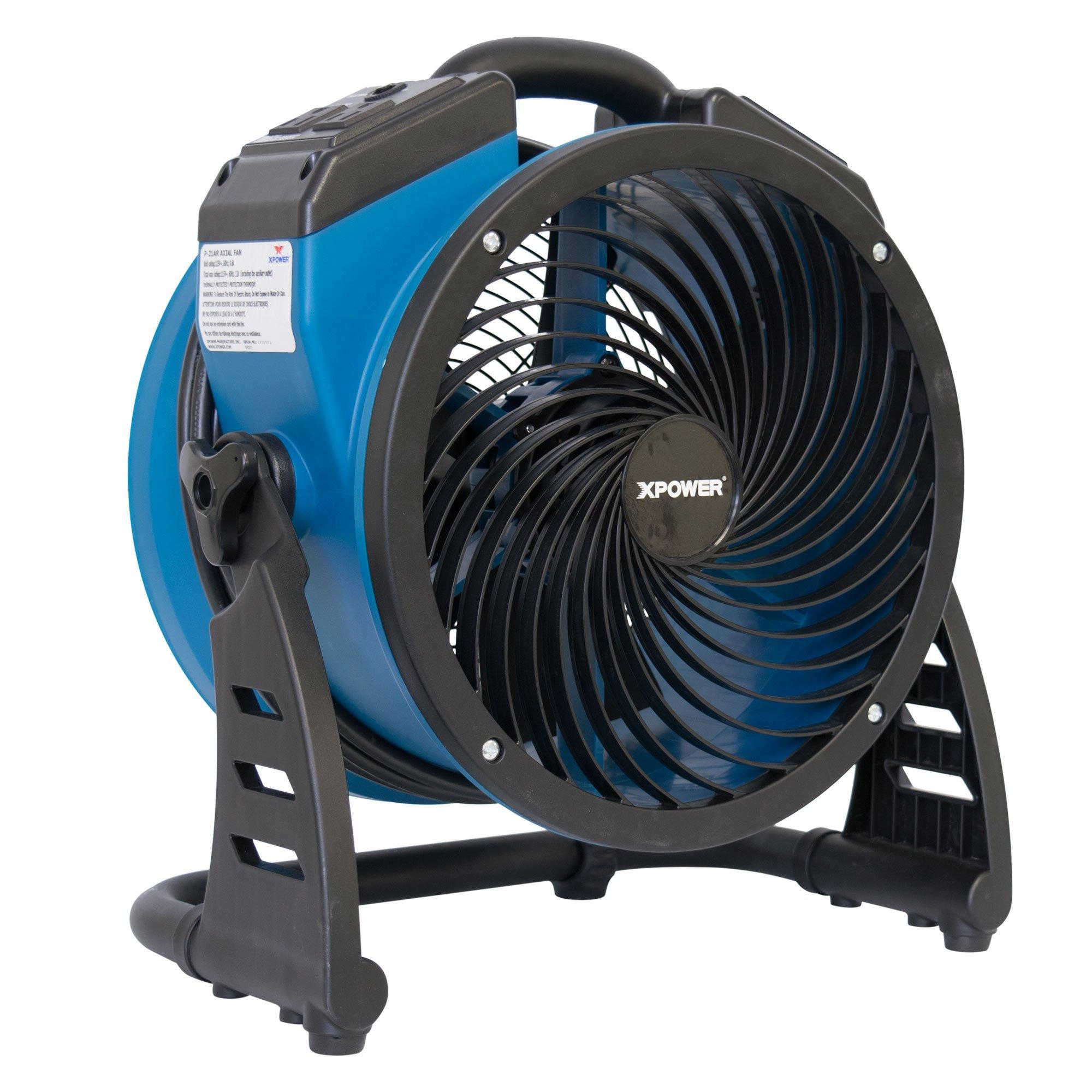 XPOWER XPOWER P-21AR 11" Diameter Industrial High Velocity Axial Air Mover/Carpet Dryer/Floor Fan/Utility Blower 1100 CFM, 0.6 Amps