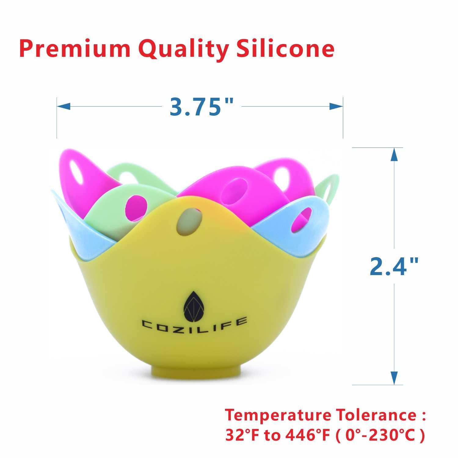 COZILIFE Egg Poacher COZILIFE Silicone Egg Poaching Cups with Ring Standers, For Microwave or Stovetop Egg Cooking, Kraft Box Packing, BPA Free, Pack of 4