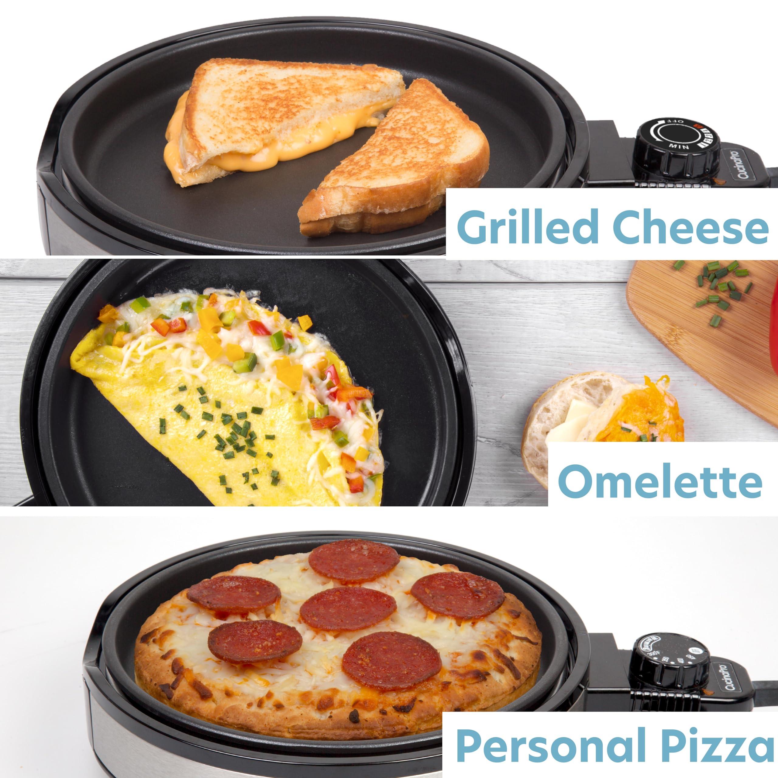 CucinaPro Multi Baker Deluxe- Baking Made Easy- Electric Appliance w Temp Control, 3 Interchangeable Skillets for Grilling Baking or Dessert Making- Grilled Cheese Omelets Pizza, Sandwiches, Cake Pops Xmas Gift