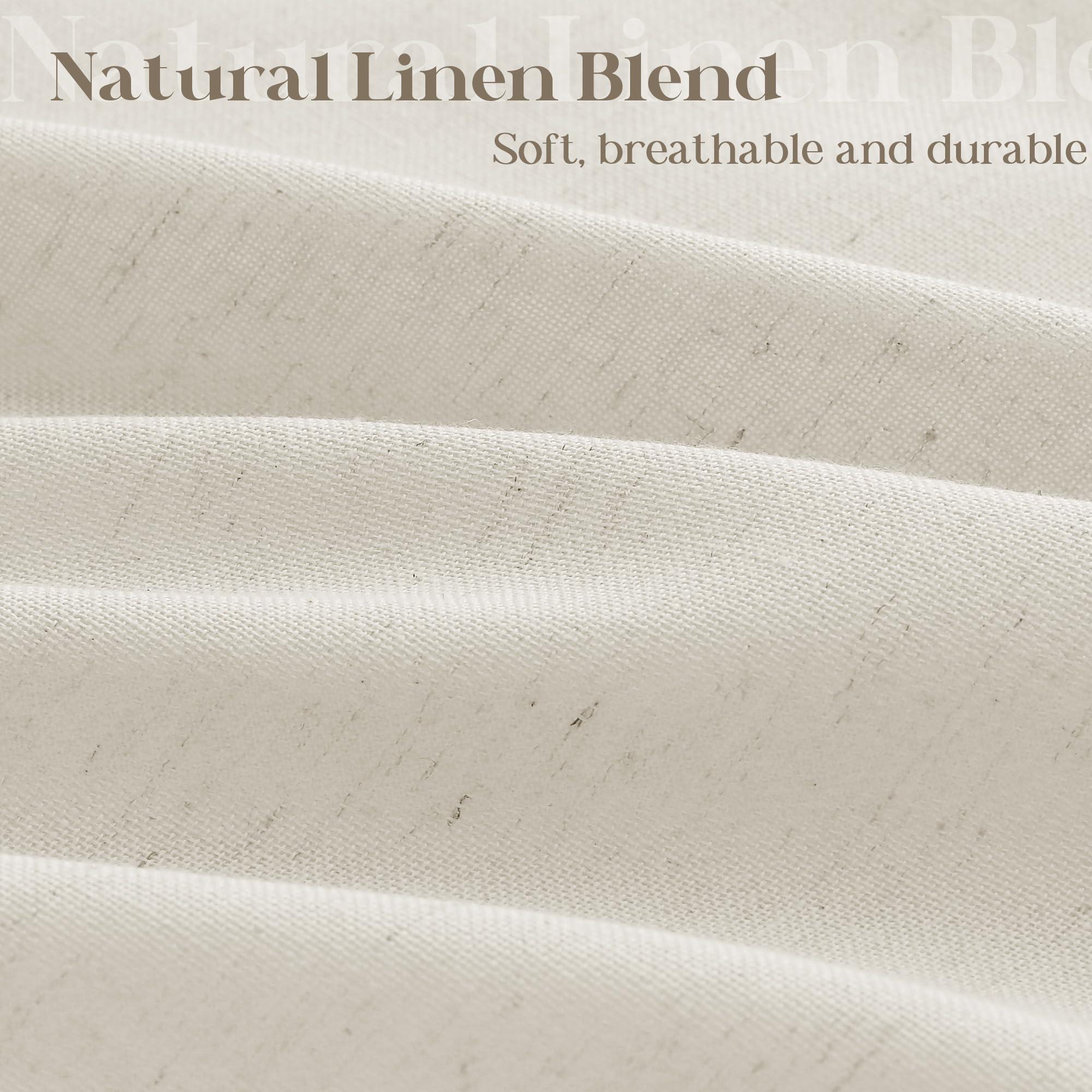 DUKIYO Extra Long Linen Shower Curtain 84 Inch Long Neutral Greige Tan Bath Shower Curtain Set with Hooks XLong Tall Country Farmhouse Boho Drapes for Bathroom, Greyish Beige, 72x84 Drapes