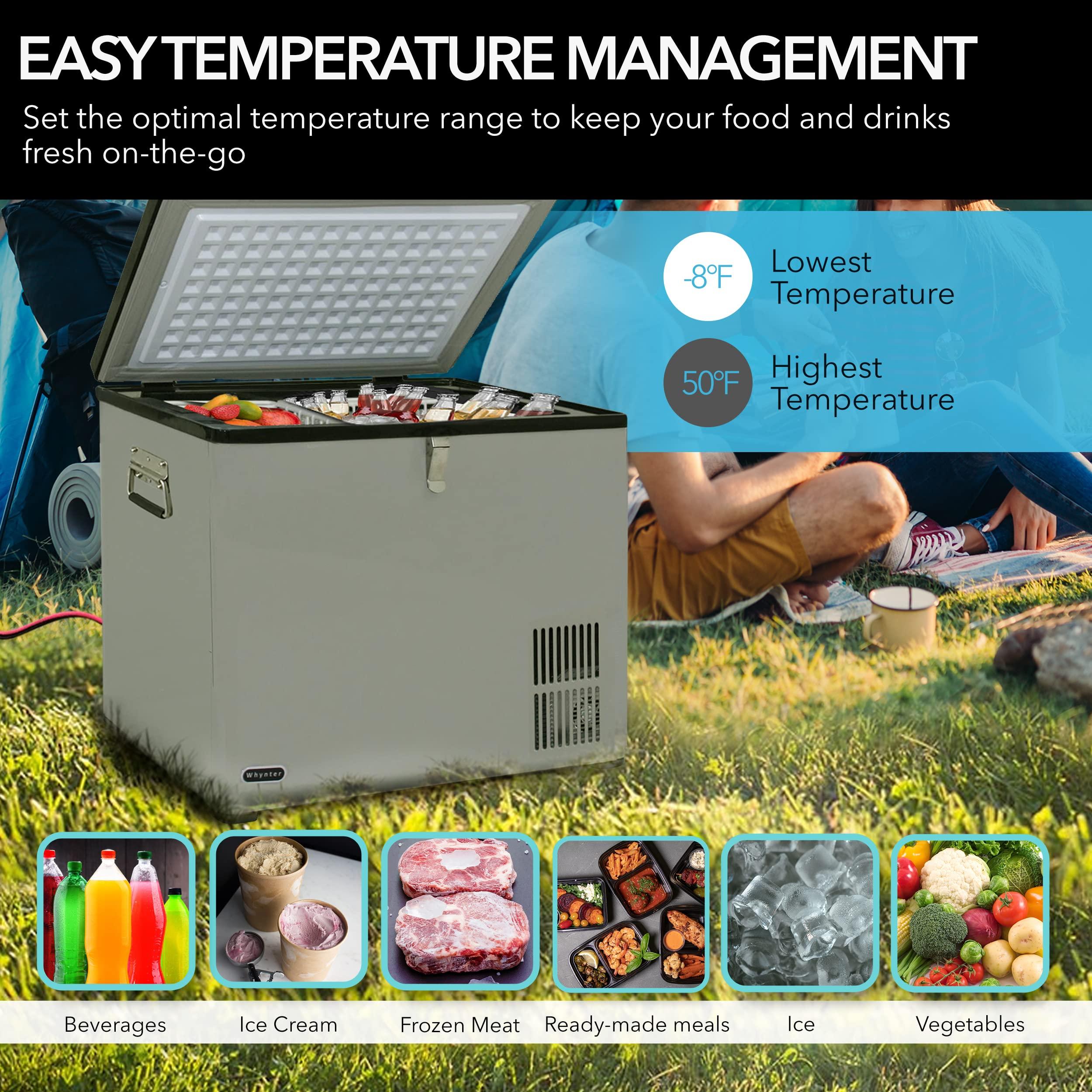 Whynter Whynter 85 Qt. Portable Refrigerator / Portable Freezer for Travel - Chest Freezer / Fridge for Car, Camping, RVs & More, -8F to 50F Temperature Range, AC 110V/ DC 12V, FM-85G, Gray
