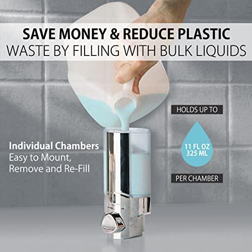 Better Living Better Living Products Aviva Shower Dispenser 3, Shampoo and Soap Dispenser, 3 x 11 fl. oz. Chrome, 11.2 x 3.5" x 7"