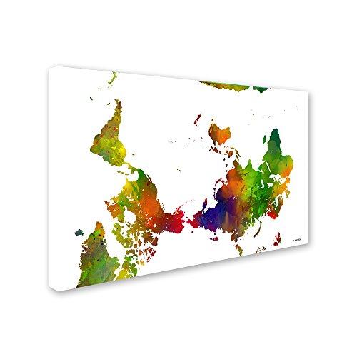 Trademark Fine Art Trademark Fine Art MW0186-C3047GG Upside Down Map of The World Clr 1 by Marlene Watson, 30x47-Inch, 30 in x 47 in