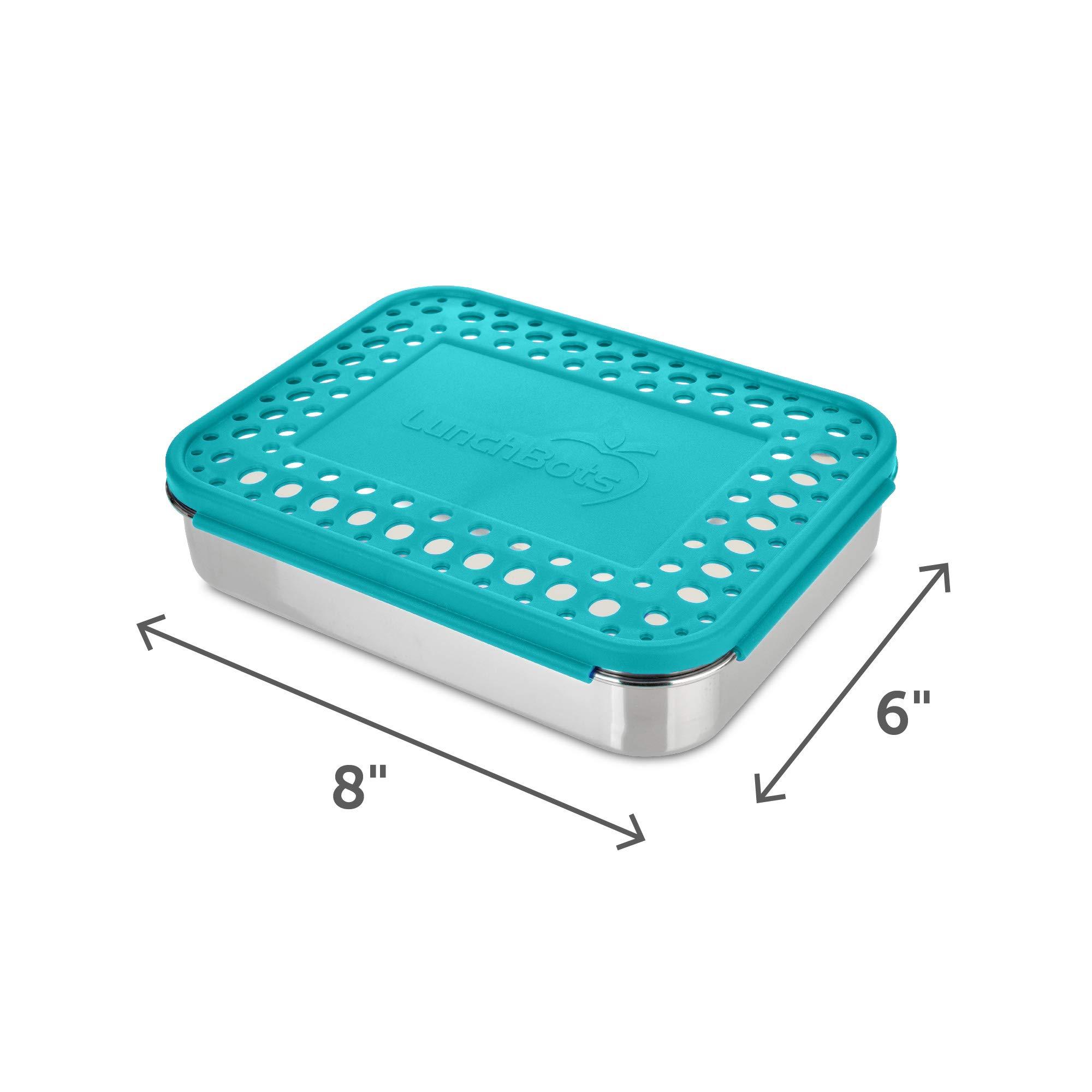 LunchBots LunchBots Large Trio Stainless Steel Lunch Container -Three Section Design for Sandwich and Two Sides - Metal Bento Lunch Box - Eco-Friendly - Stainless Lid - Aqua Dots
