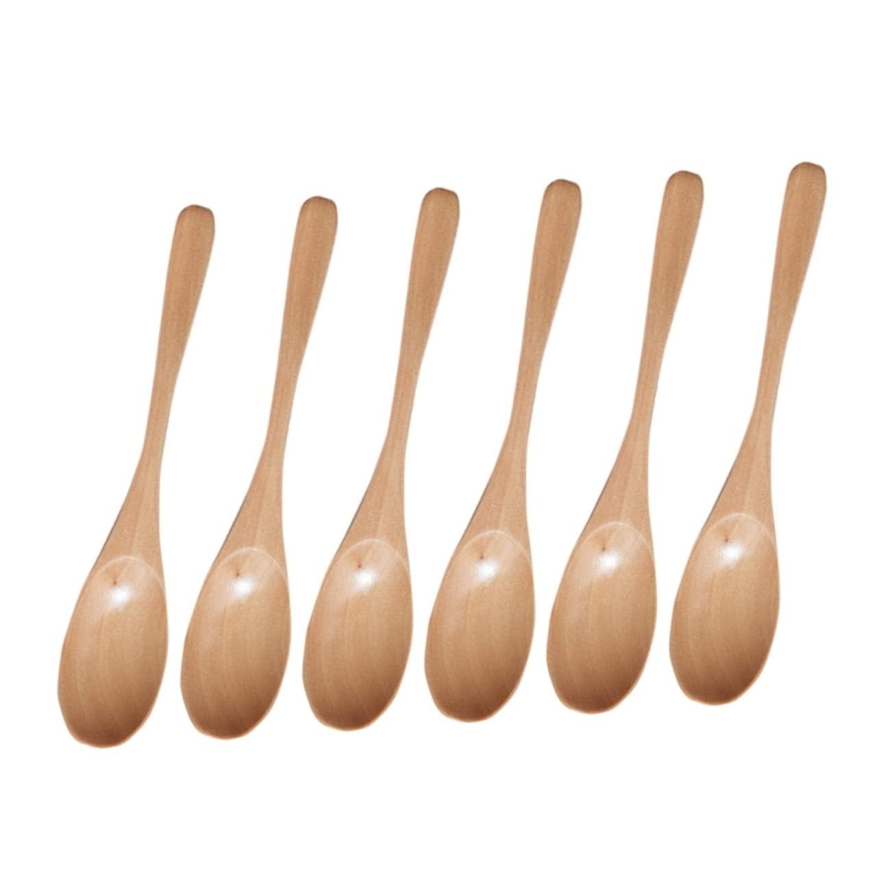 VILLCASE VILLCASE 6PCS Kids Wooden Spoons Mini Oval Spoon Set Reusable and Smooth Texture for Jam Condiments Soup Kids Ware