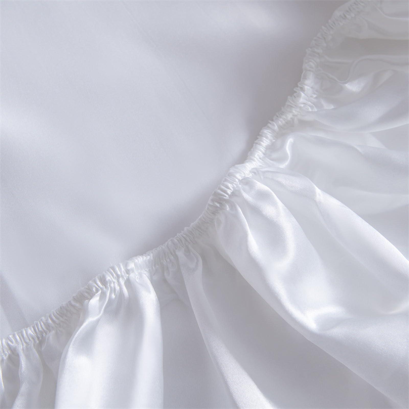 FCLDESHOP Fitted Mattress Protector Top,Solid Color Ice Silk Anti-Slip Fitted Sheet,Comfortable Polyester Bed Sheet for Double Bed Pillowcase,Pink,200cmx220cm (3pcs)