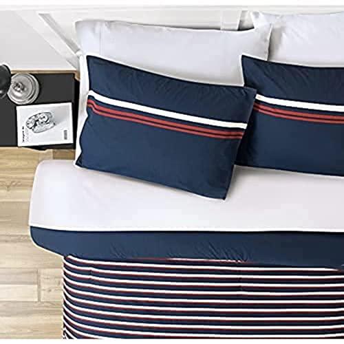 Nautica Nautica Duvet Cover Set Cotton Reversible Bedding with Matching Shams, Medium Weight for All Seasons, Queen, Mineola Red/White/Navy
