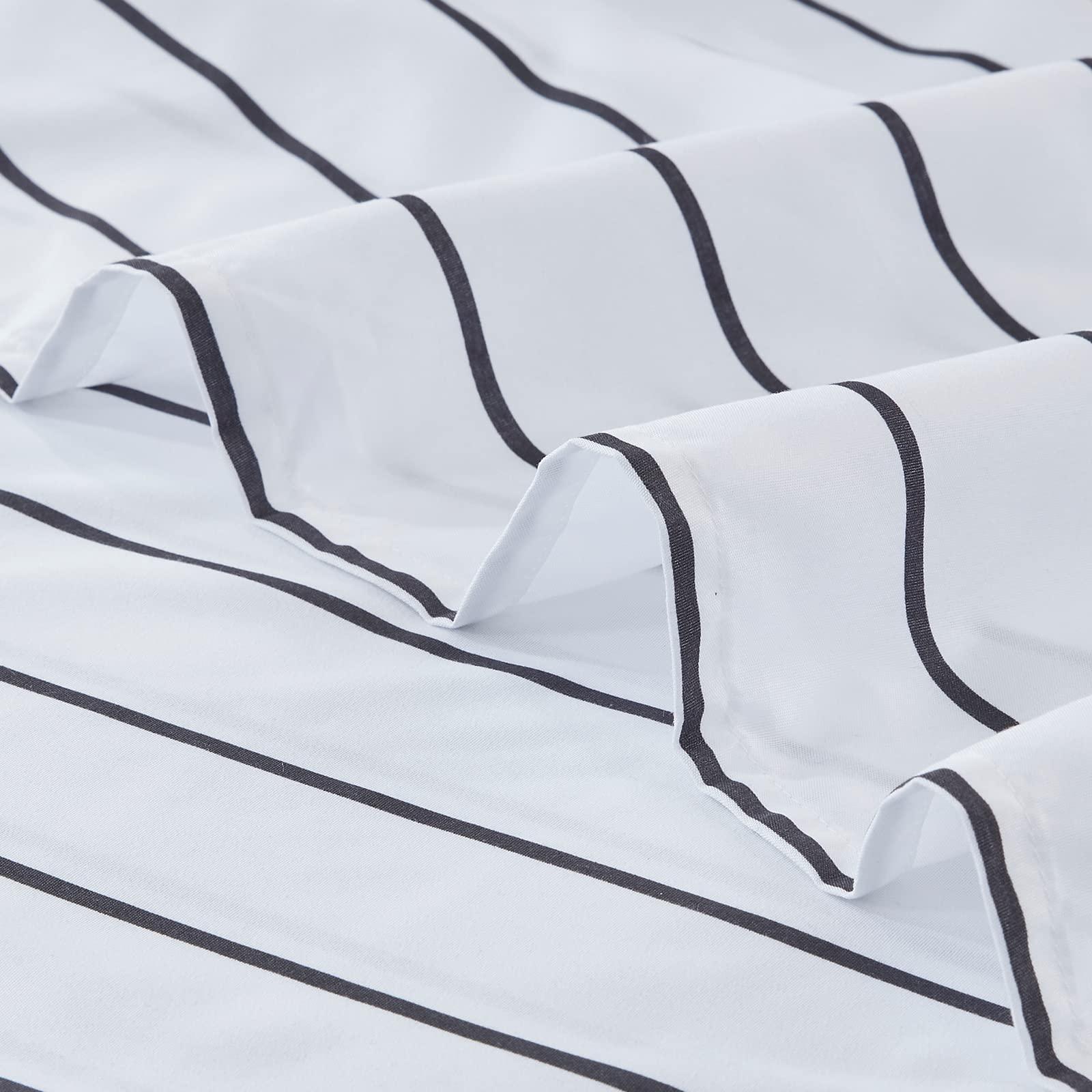 Homiest Homiest 3pcs White and Black Sheets Twin Size Bed Set Microfiber Sheet Set, Horizontal Stripe Bed Sheets Cute Soft Bedding Set, Deep Pocket Twin Sheets Stripe Printed Sheets for Kids Teen Boys Adults