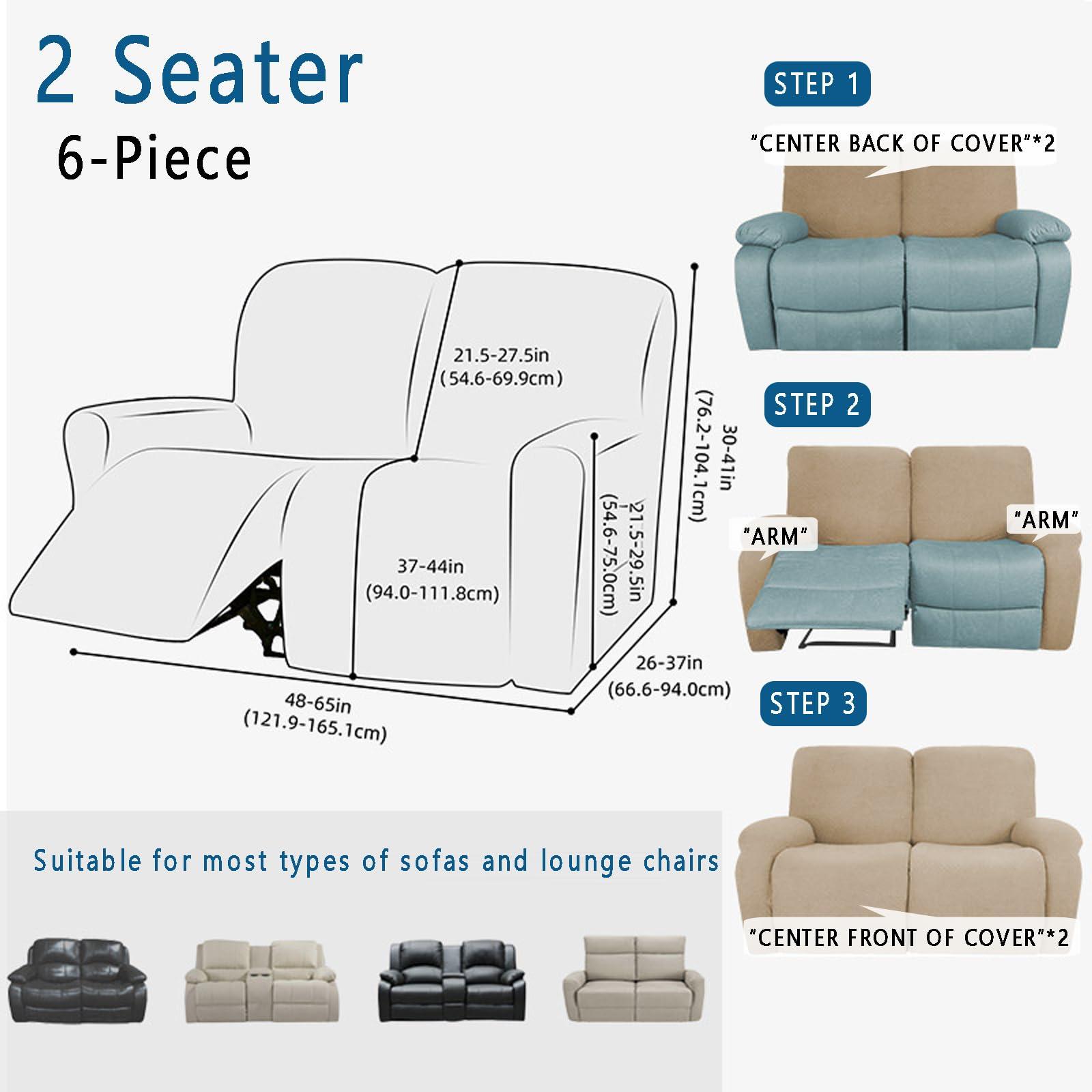 CACXKEP CACXKEP Jumbo Recliner Slipcover Electric Recliner Chair Covers Double Recliner Cover Lift Chair Covers for Electric Recliner,Almond,2