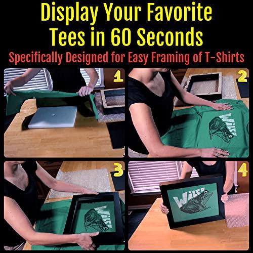 Shart Shart Original T Shirt Frame with Real Glass - Concert Event T Shirts Sports Jersey Display Case Frames, Black 11 x 14 Inches