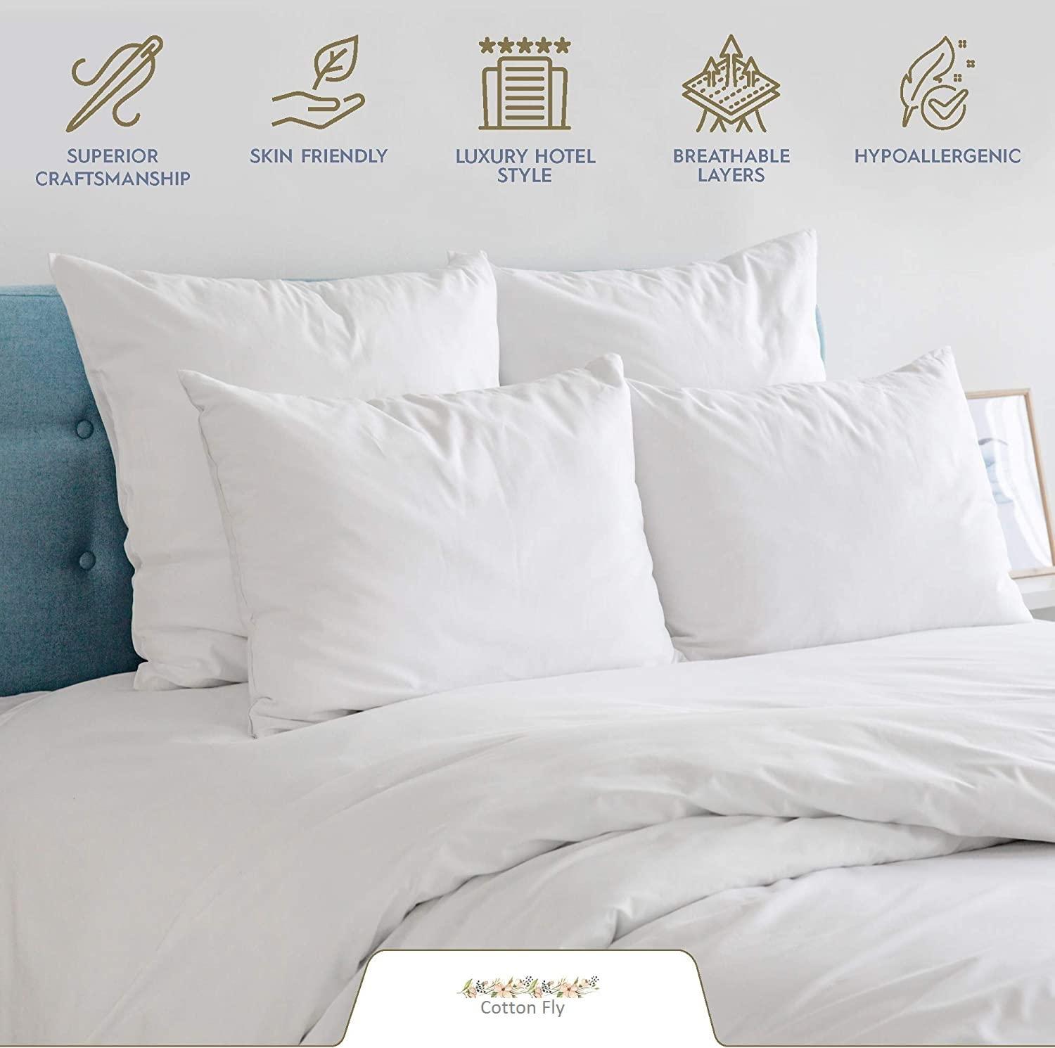 FlyCotton 800 Thread Count 4-Pcs Bed Sheets Set Purple 100% Cotton Bedlinen Set for Short Queen Size Bed Single Ply Long Staple Cotton Yarns Breathable Bedding Set, Fits Mattress Upto 18\'\' Deep Pockets