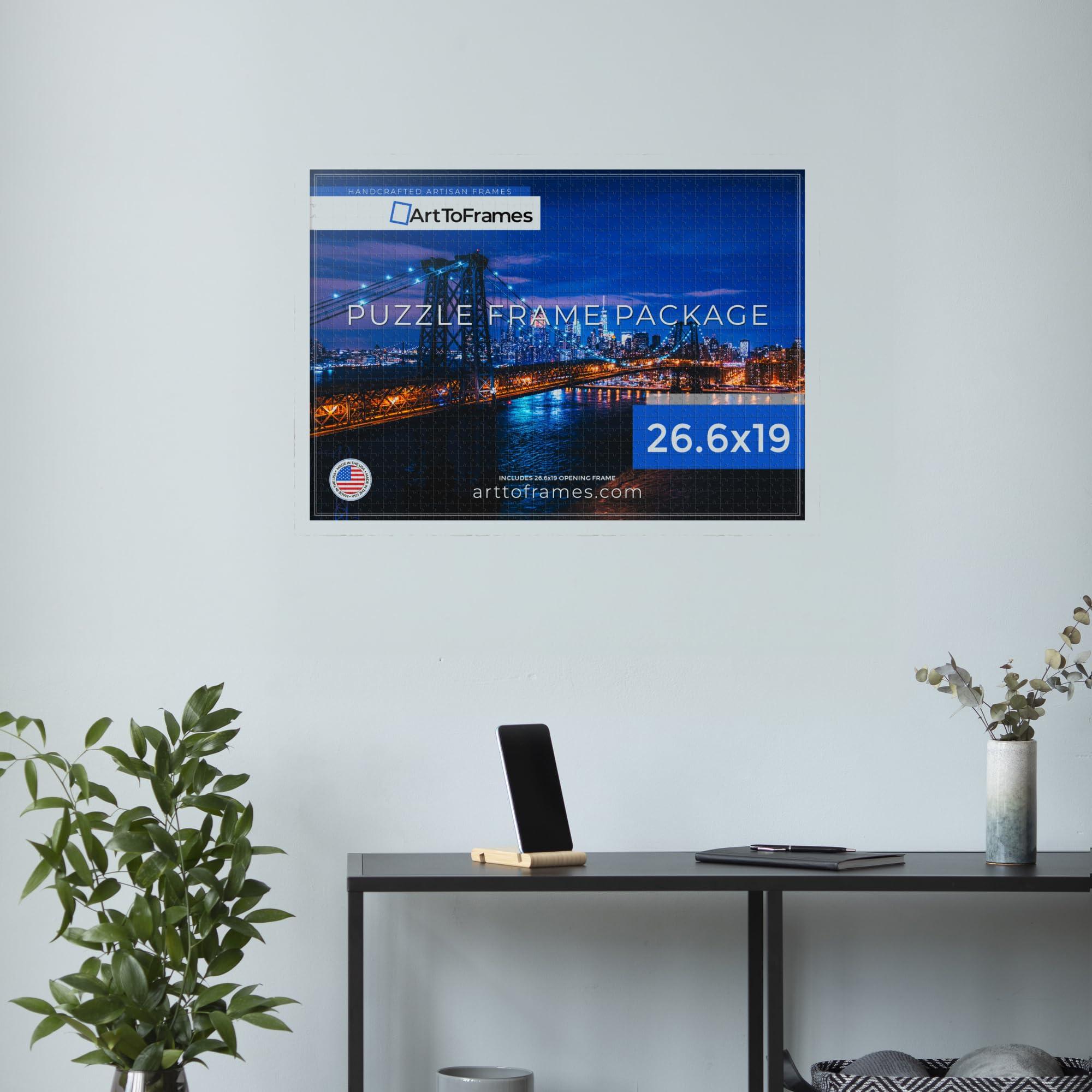 ArtToFrames ArtToFrames 26.6x19 INCH/68x48 CM White Frame for 1000 Piece Puzzles.This 0.81 Inch Custom Wood Puzzle Frame is White Stain - Comes with Economy Acrylic (Puzzle0066-81784-YWHT-26.6x19)