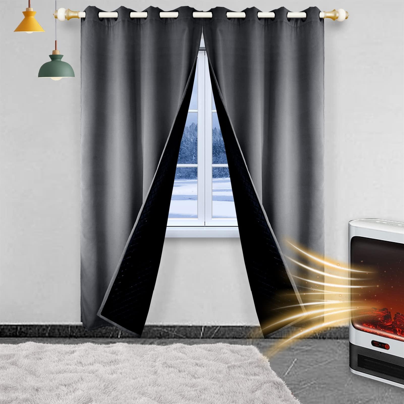 SK Studio SK Studio Blackout Window Curtain Panels, Thermal Insulated Heat and Full Light Blocking Drapes with Black Liner Grommet Curtain 2 Panels, Green, W55 x L96 Inch