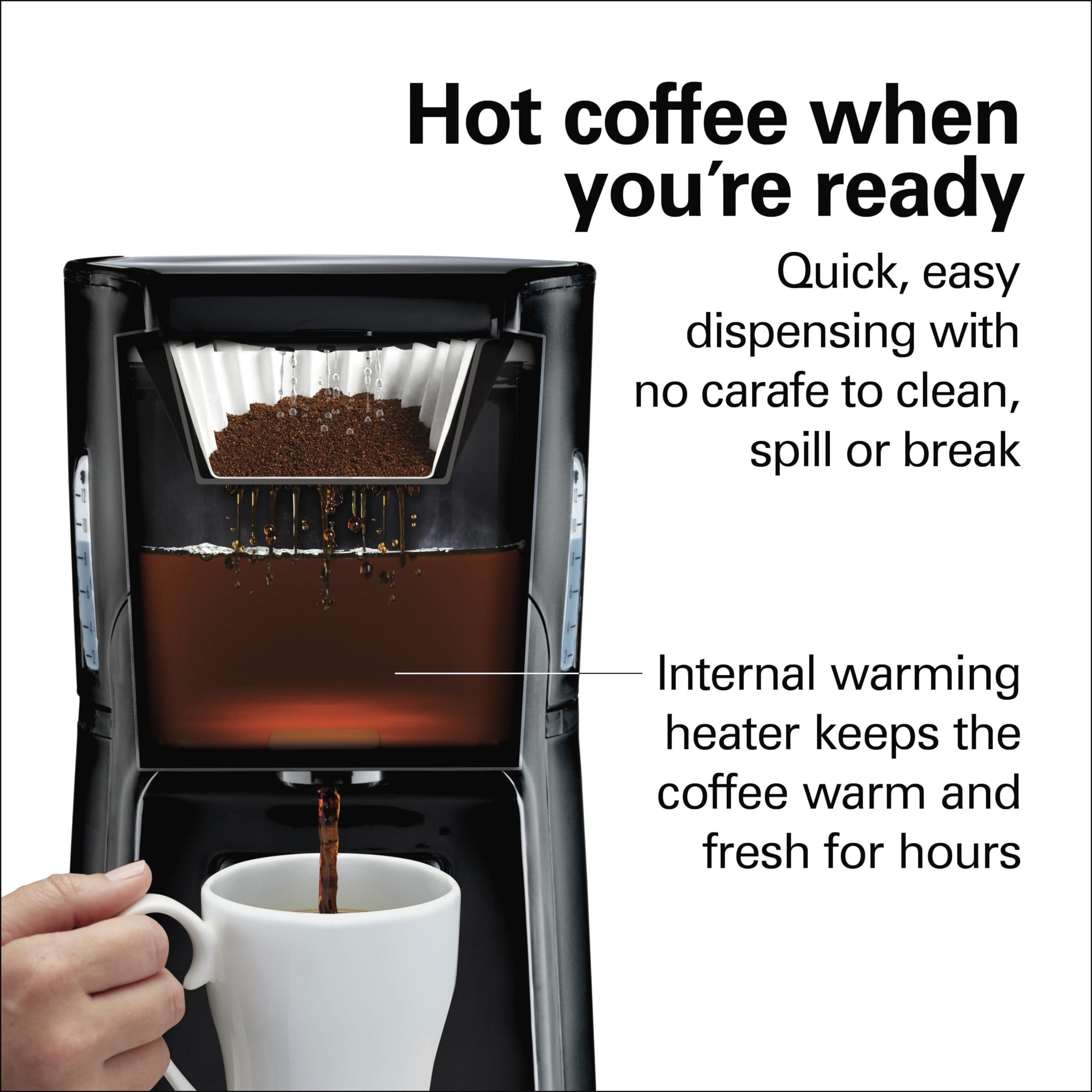 Hamilton Beach Hamilton Beach One Press Programmable Dispensing Drip Coffee Maker with 12 Cup Internal Brew Pot, Water Reservoir, Black with Chrome (48464)