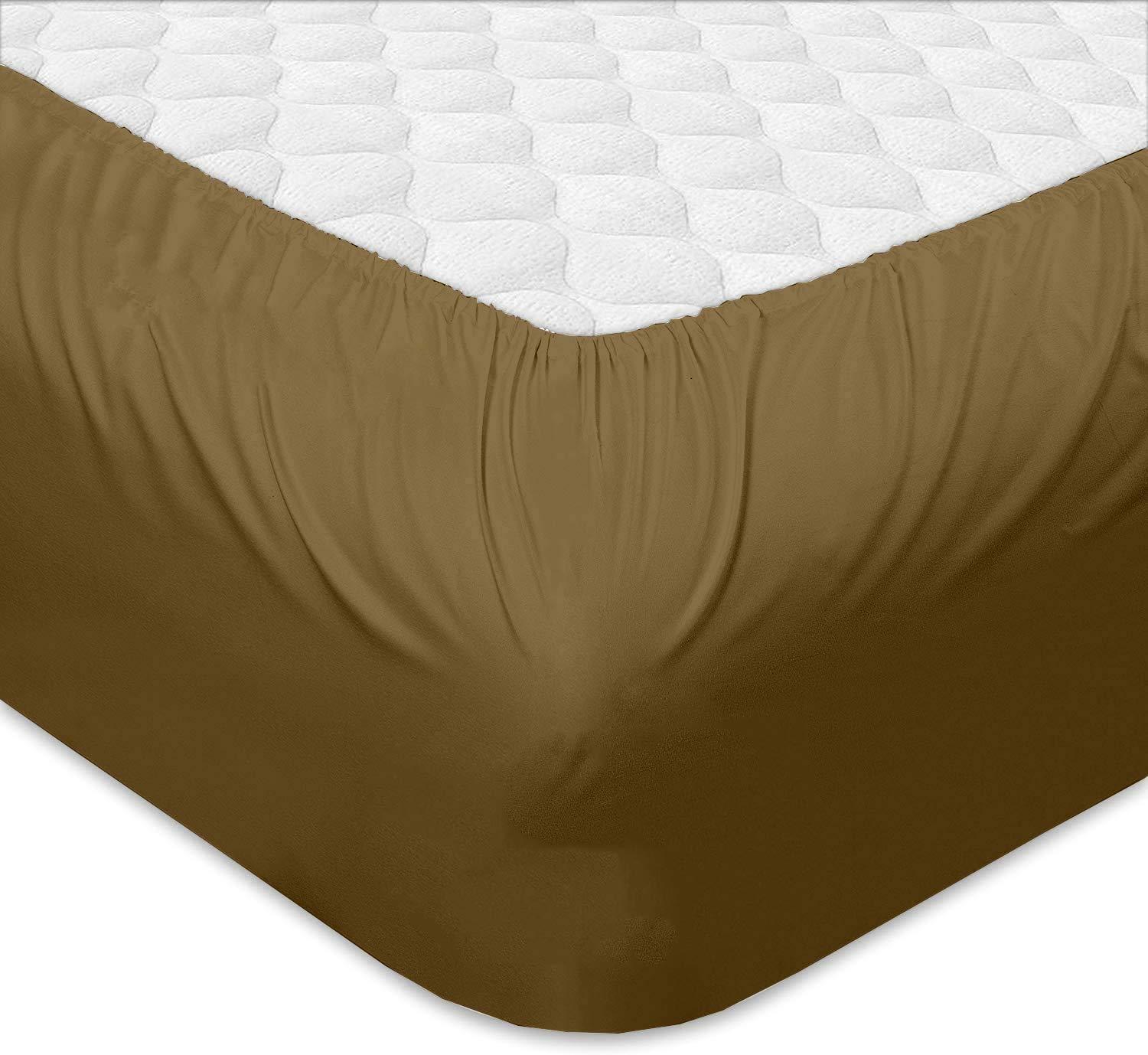 Ardenia Bedding Ardenia Bedding 4 PCs Waterbed Sheets Set - 400TC - Unattached with Fitted Sheet 100% Cotton Waterbed Sheet Set for Cool & Breathable, Taupe Solid, waterbed Sheets Queen Size 60\" X 80\" (10\" Deep)