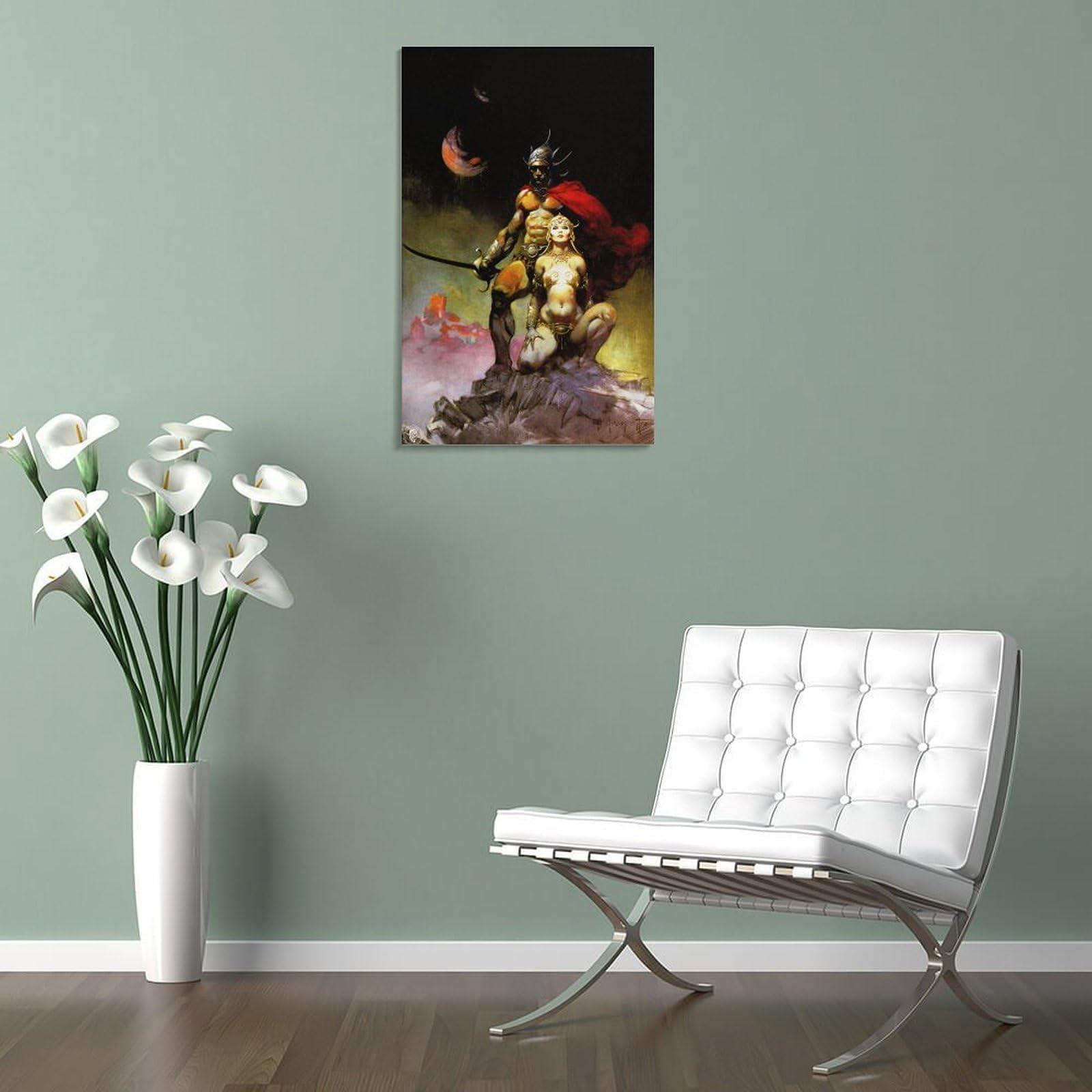 Generic Swords of Mars by Frank Frazetta Print Photo Art Painting Canvas Poster Home Decorative Bedroom Modern Decor Picture Frame 20x30inch(50x75cm)