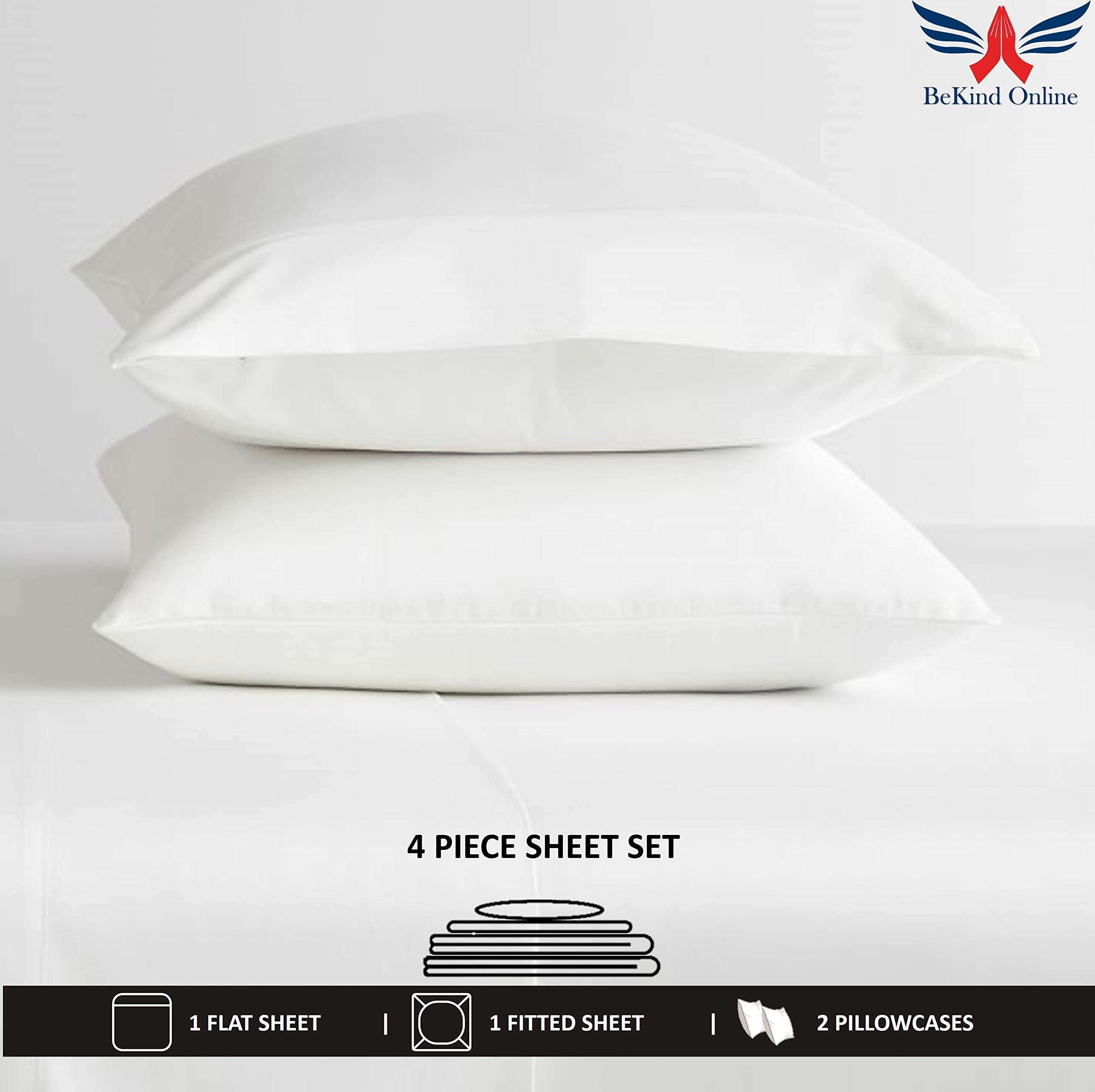 BeKind Online King Sheet Set in Purple Solid 600 Thread-Count 100% Egyptian Long Staple Combed Pure Cotton, 4-PC Hotel Quality Soft-Luxury-Breathable Wrinkle-Fade Resistant, Fits Mattress Upto 15-Inch Deep Pockets