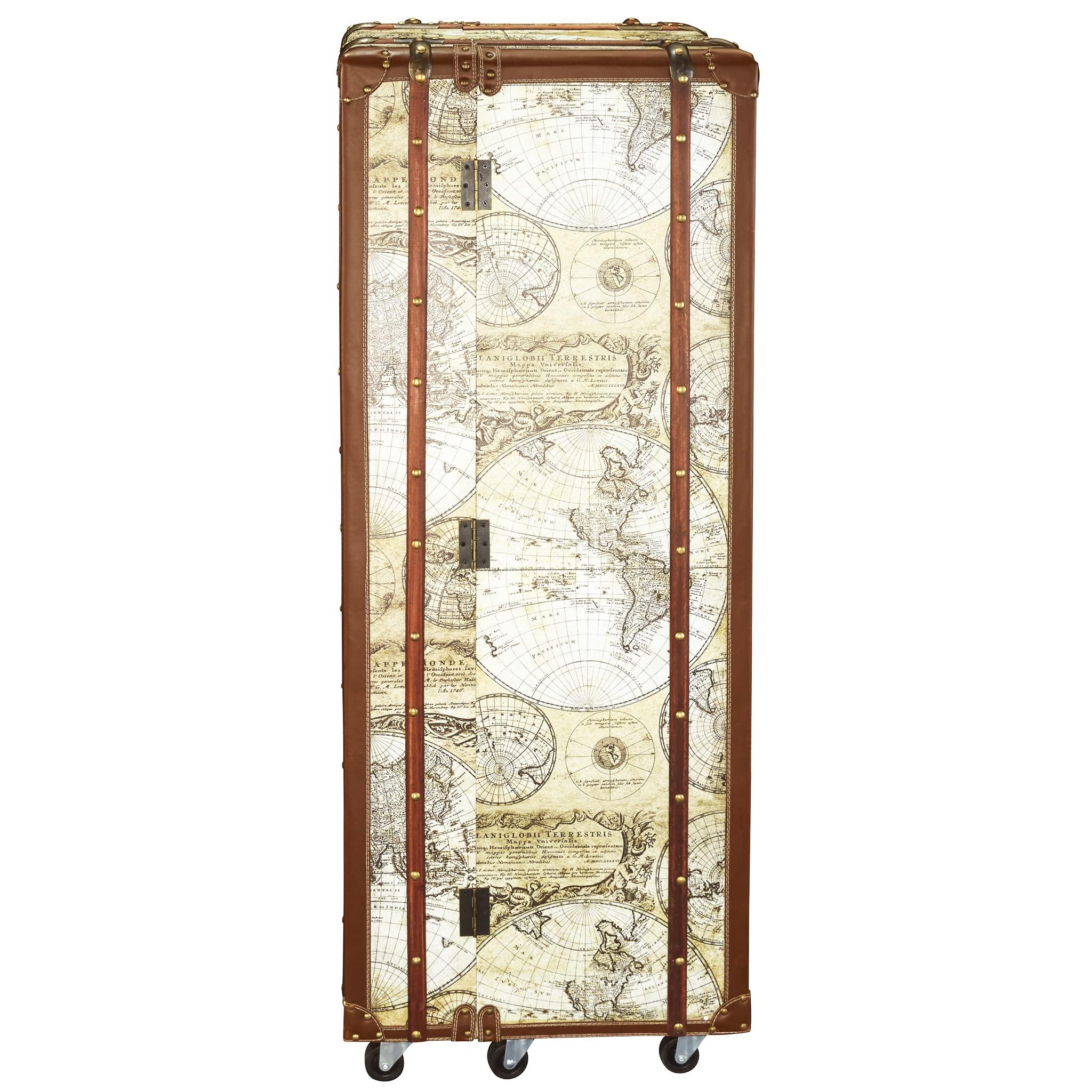 Design Toscano Design Toscano Italian-Style World Map Cocktail Bar Steamer Trunk, 49.5 Inch, full color