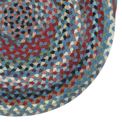 Capel Capel Rugs St. Johnsbury Round Braided Area Rug, 36", Medium Blue