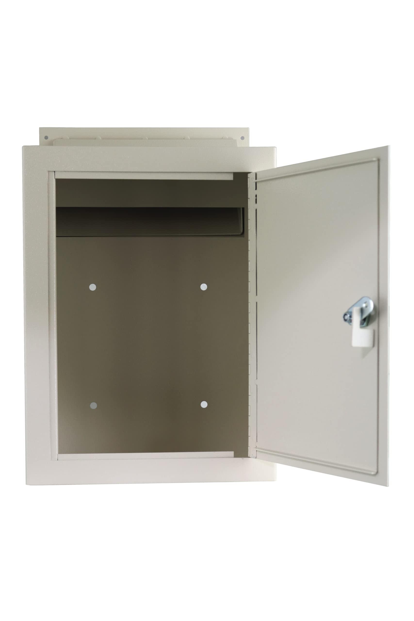 Protex Safe Co. Protex MDL-170 Wall/Door Through Drop Box,for Keys, car remotes, Cash, Checks and envelopes, Metal Baffle, Pre-drilled mounting Holes,Double Steel Door, with Adjustable Chute