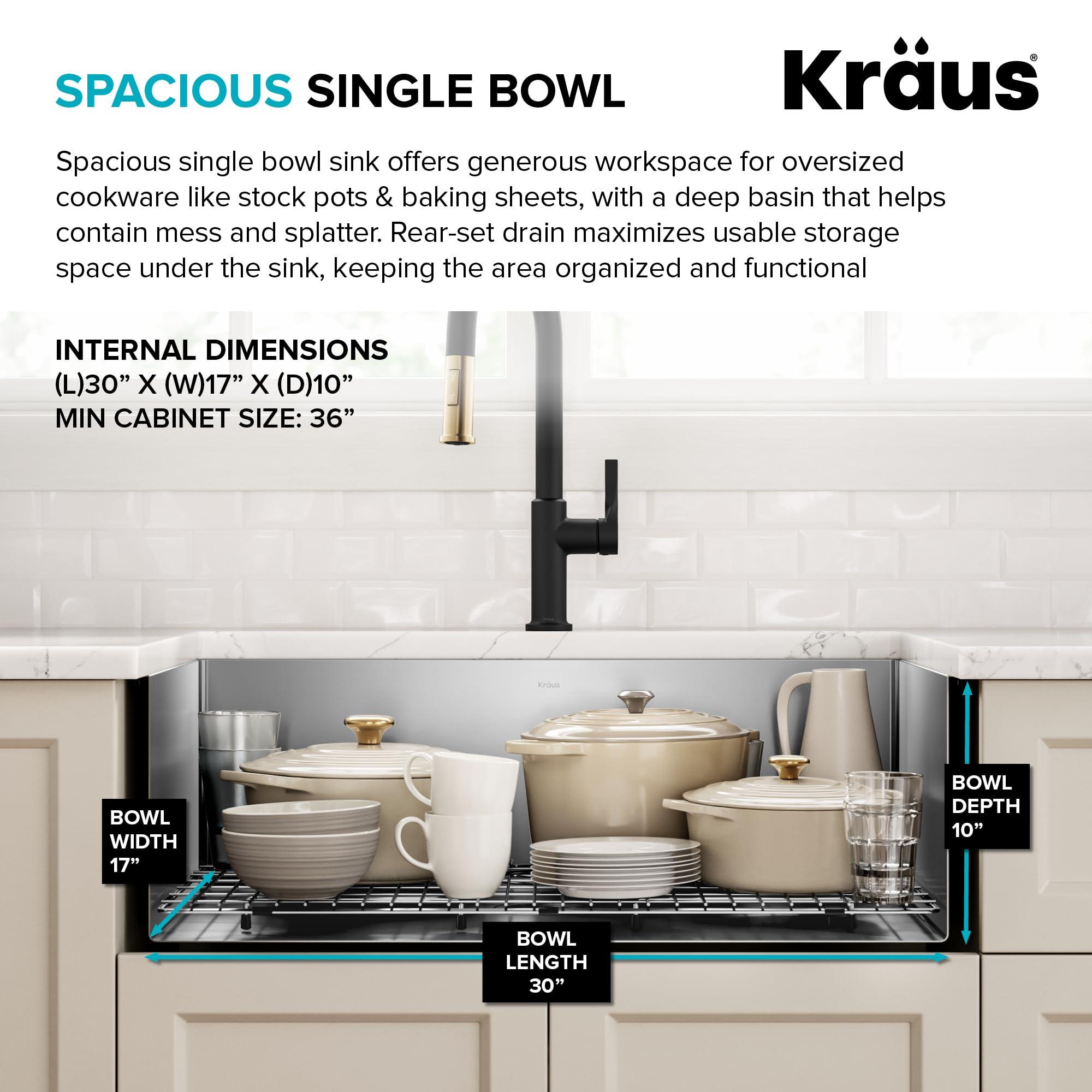 Kraus Kraus KHU100-32 Standart PRO 16 Gauge Undermount Single Bowl Stainless Steel Kitchen Sink, 32 Inch