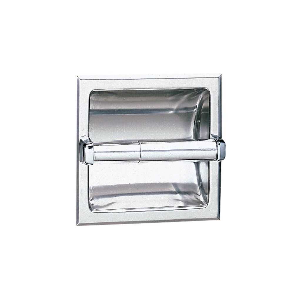 Bobrick Bobrick 360513 667 304 Stainless Steel Recessed Toilet Tissue Dispenser with Mounting Clamp, Bright Finish, 6-1/8" Width x 6-1/8" Height