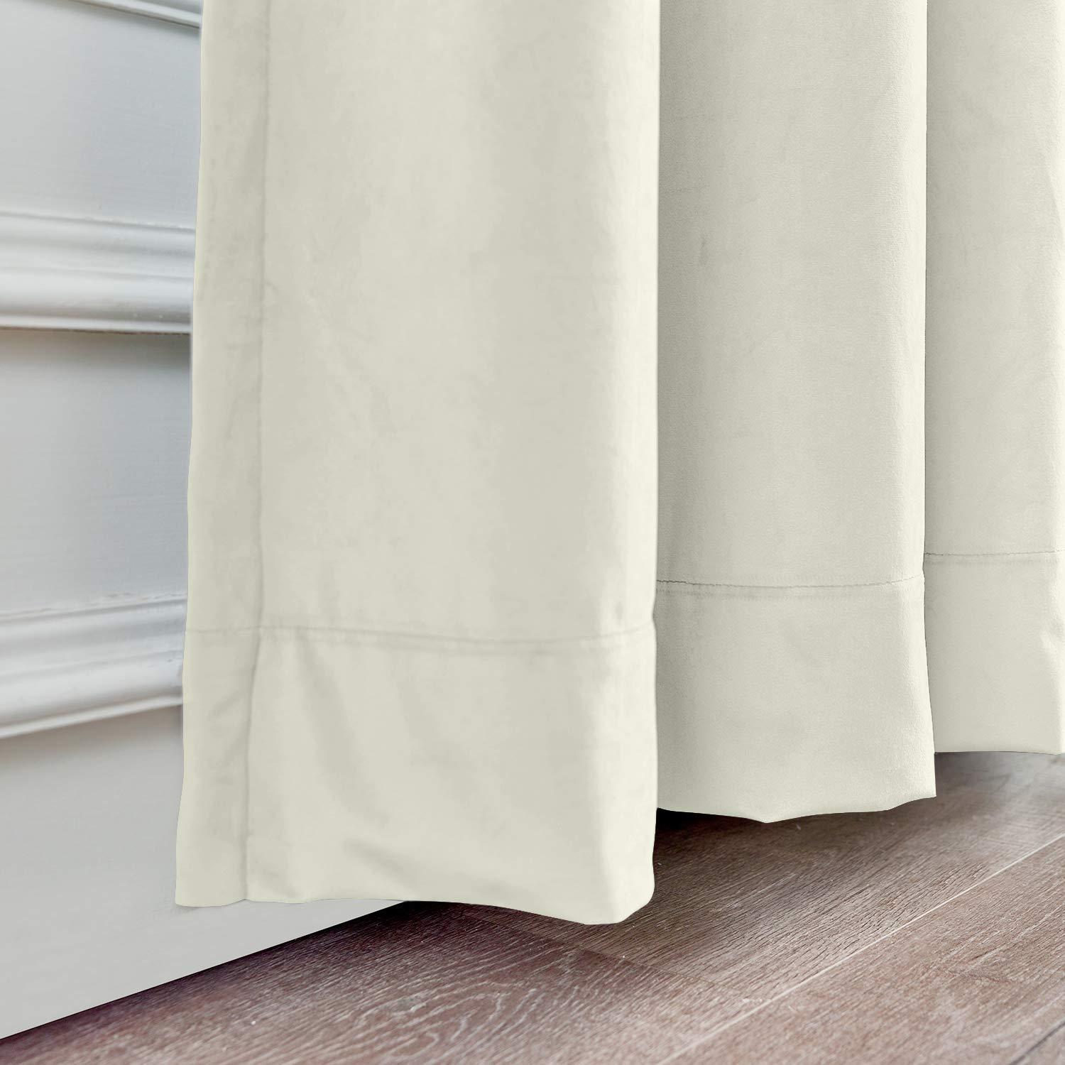 Macochico Macochico Beige Loft Curtains Blackout Extra Long Velvet Curtains for Bedroom Drapes Panels Grommet Top Window Curtains for Hall Guest Room Living Room Bedroom 50W x 192L Inch (1 Panel)