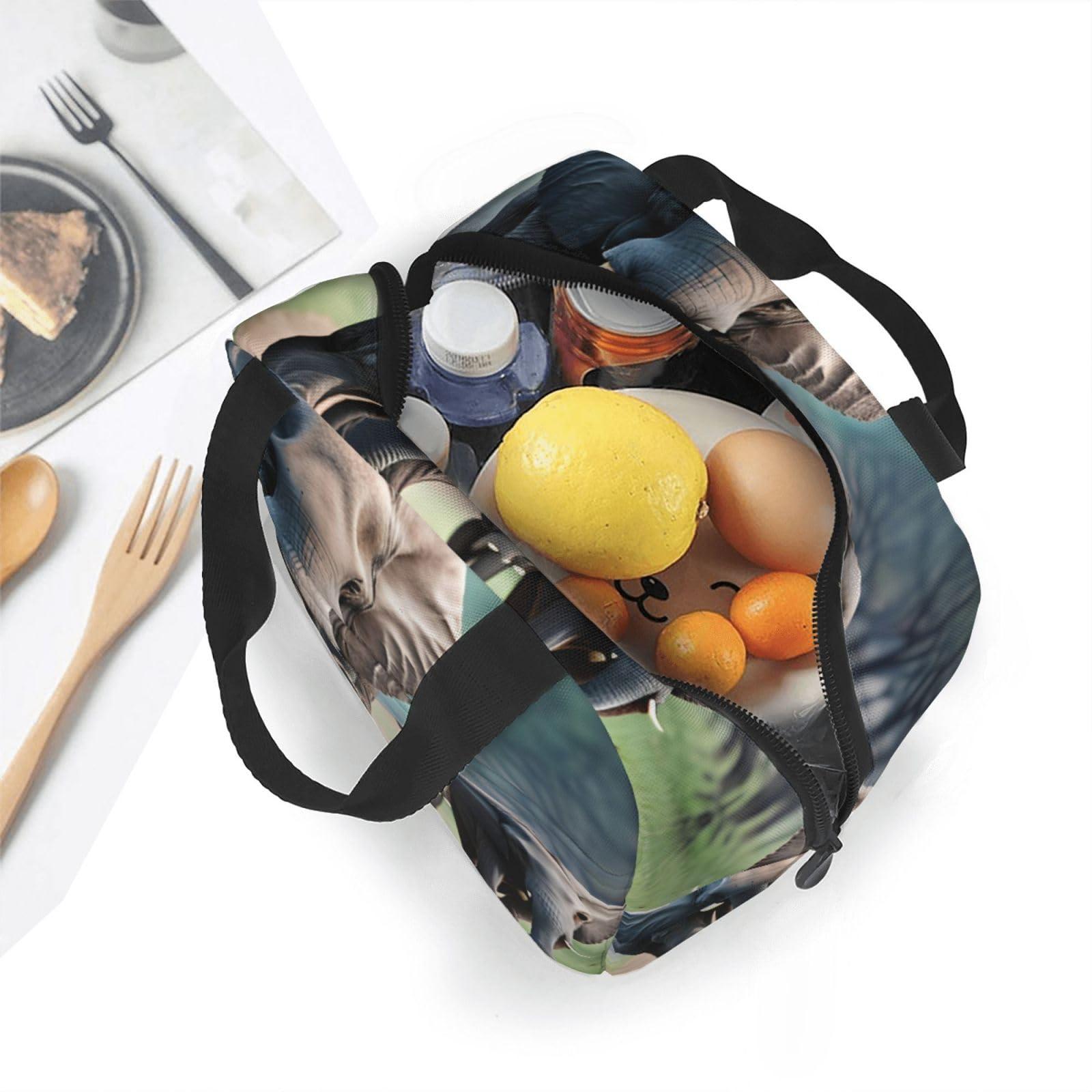 ZISHAK Elephant Family Lunch Bag Box Reusable Insulated Lunch Tote Bag,Leakproof Thermal Sack Food Case High Capacity