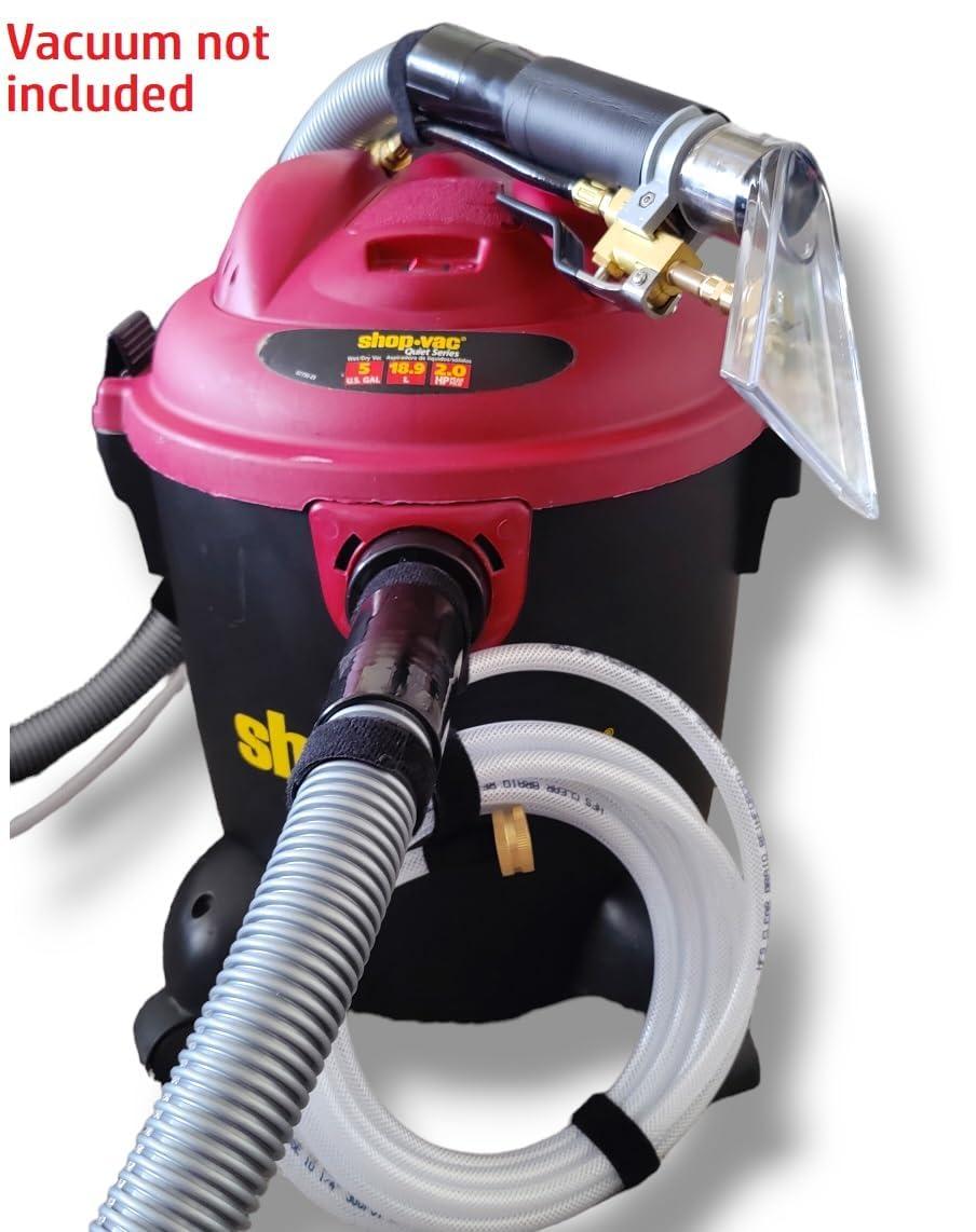 HiDetail HiDetail Shop Vac Extractor Kit with Wand and Hose, Adapter Converts Vacuum to carpet & upholstery Extractor for auto detailing & home, large, silver/black, HIDV2