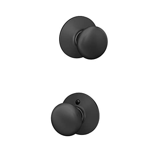 SCHLAGE Schlage F10 PLY 622 Plymouth Door Knob, Hall & Closet Passage Lock, Matte Black