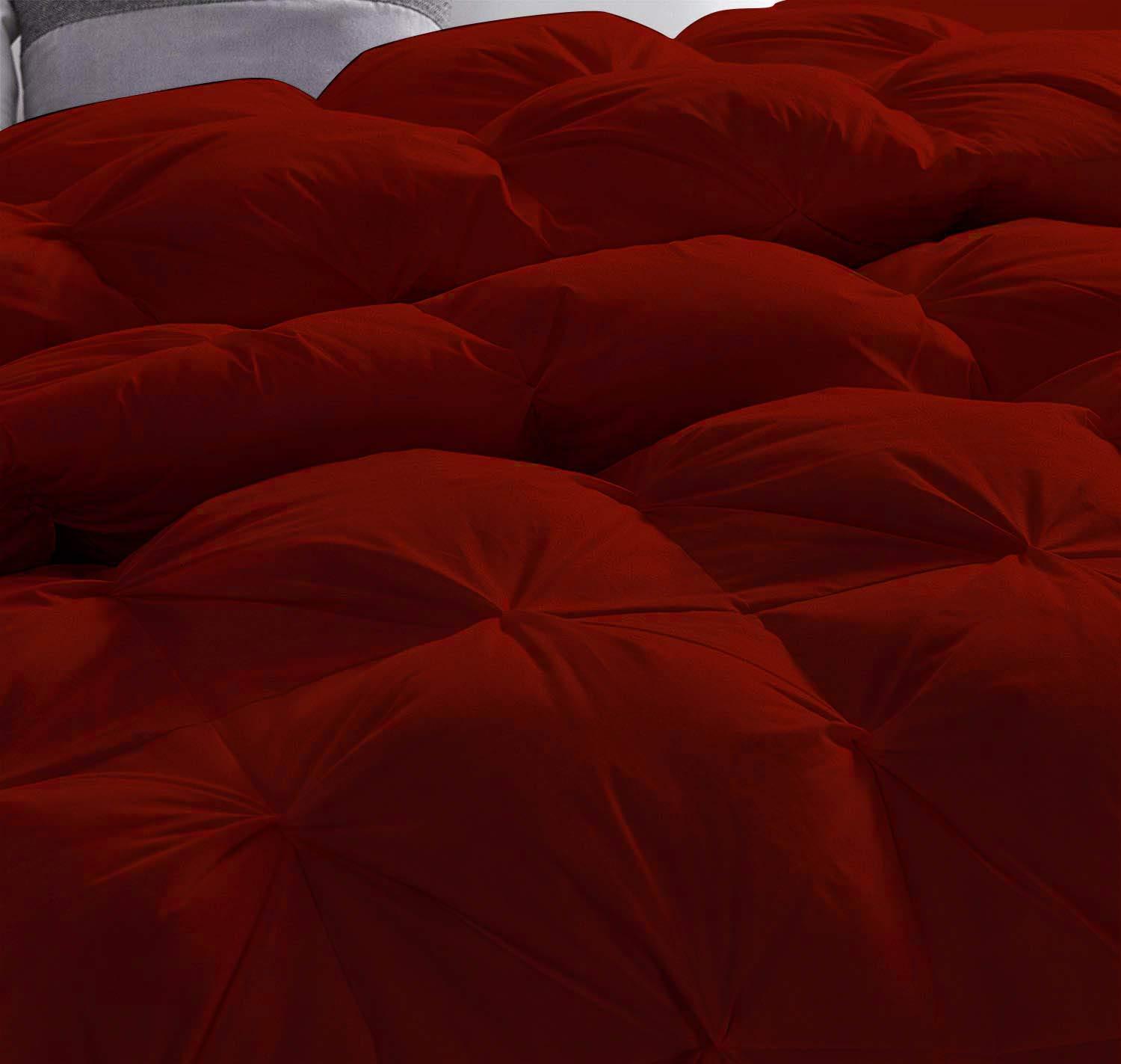 Glamour Bedding Glamour Bedding Warm 600 GSM Burgundy 5 Pieces Pinch Pleated Super King Size Comforter Set (Comforter + 4 Pillowcases) 800 Series Egyptian Cotton Duvet Insert