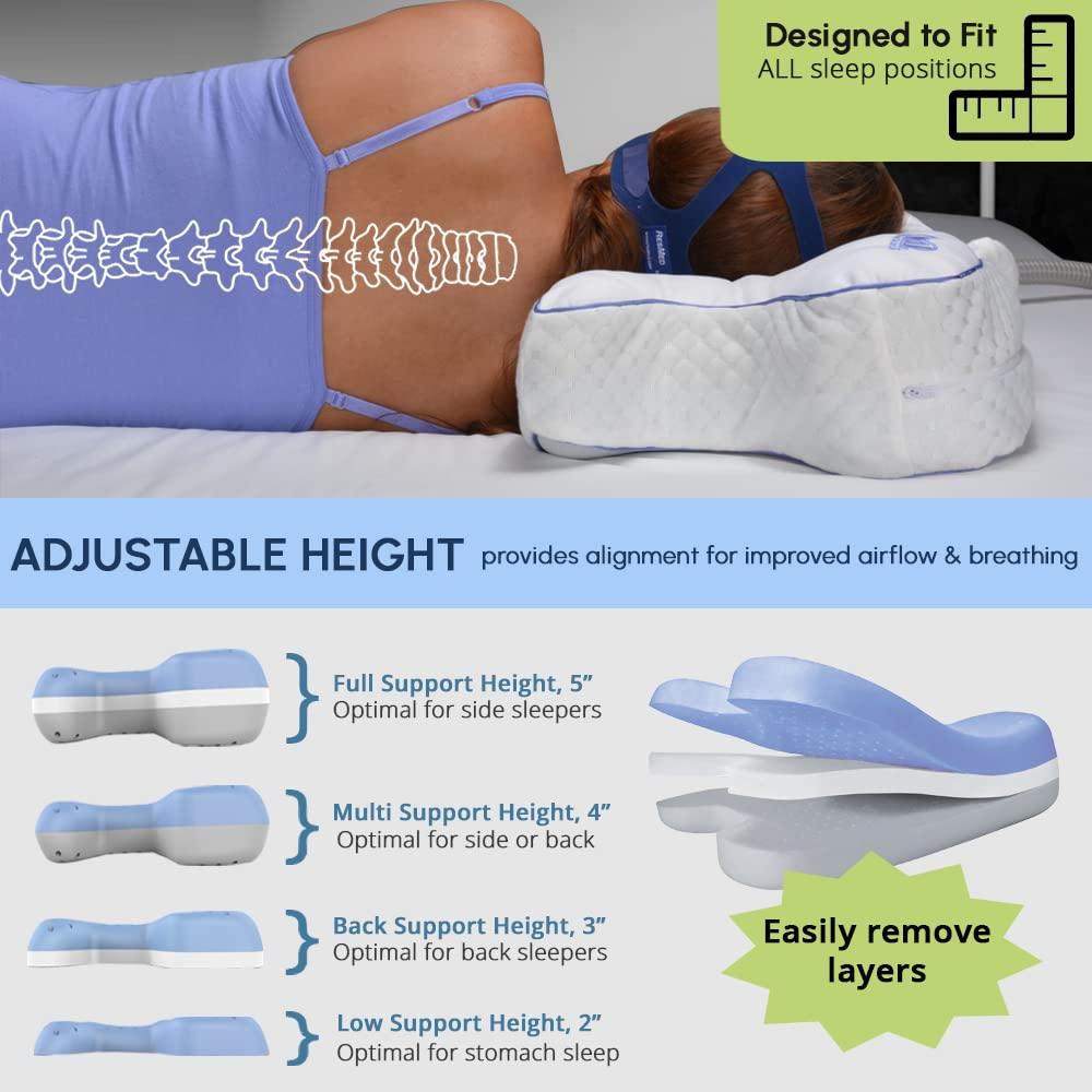 Contour Contour CPAPMax 2-in-1 Cooling Plush CPAP Comfort Pillow - Reduce Air Leaks, Hose Tangles, Mask Discomfort & Adjust Thickness, for Side, Stomach, Back Sleepers, All Masks - Works 1st Night