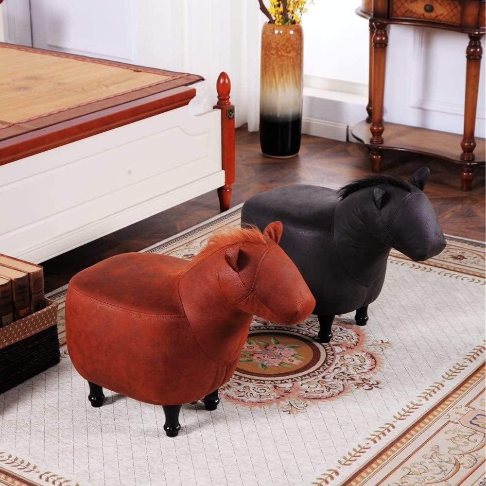 QQXX QQXX Ottoman Animal Footstool Cushion,Artificial Leather Horse Animal Storage Stool,Sofa Bench,27\"seat Height Shoes Changing Stool,with Solid Wood feet - Nursery,Bedroom,Game Room and Living Room fu
