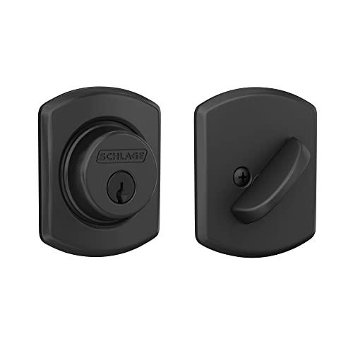 SCHLAGE Schlage B60 N GRW 622 Deadbolt with Greenwich Trim Keyed 1 Side, Highest Residential Security, Matte Black