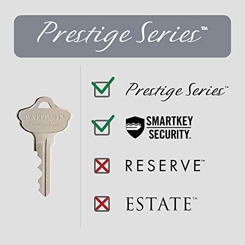 Baldwin Baldwin Spyglass Single Cylinder Front Door Handleset Featuring SmartKey Security in Satin Nickel, Prestige Series with a Modern Contemporary Slim Door Handleset and Square Lever