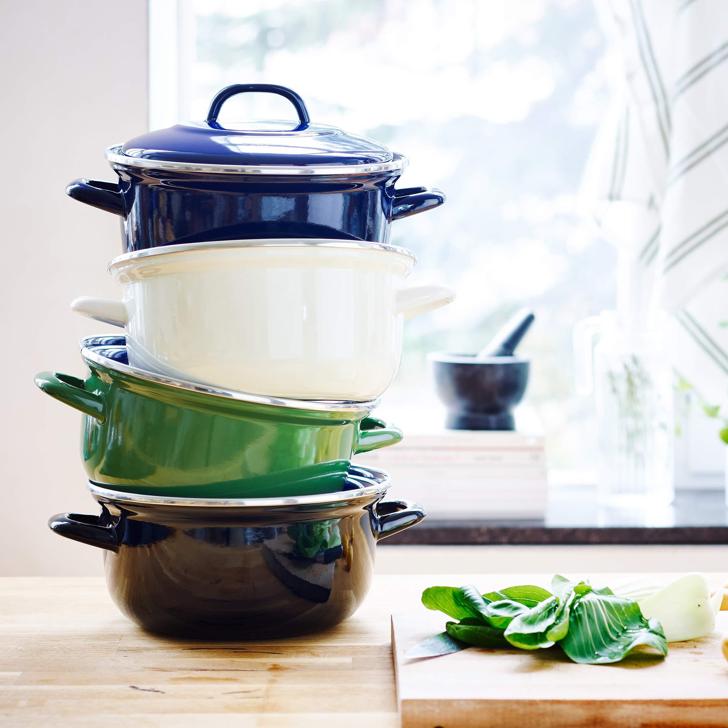 BK BK Indigo Aluminum Heavy-Gauge Carbon Steel, Induction, 5.5QT Nonstick Glaze Dutch Oven, Dishwasher Safe, Black