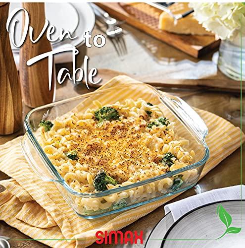 SIMAX Simax Glass Roaster Dish, Large Square Roaster Pan For Baking And Cooking, Oven and Dishwasher Safe Cookware, 1.5 Quart Casserole Oven Pan