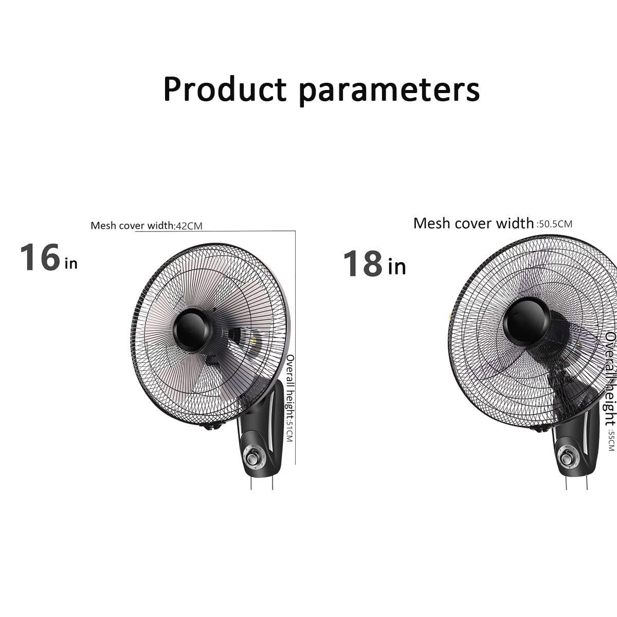 HSPLXYT HSPLXYT Adjustable Oscillating Industrial Wall Mount Fan,5 Blades Adjustable 3 Speed Wall Mount Fan,High Velocity/Black/Heavy Duty,for Outdoor, Commercial, Residential(Remote Control,16in)