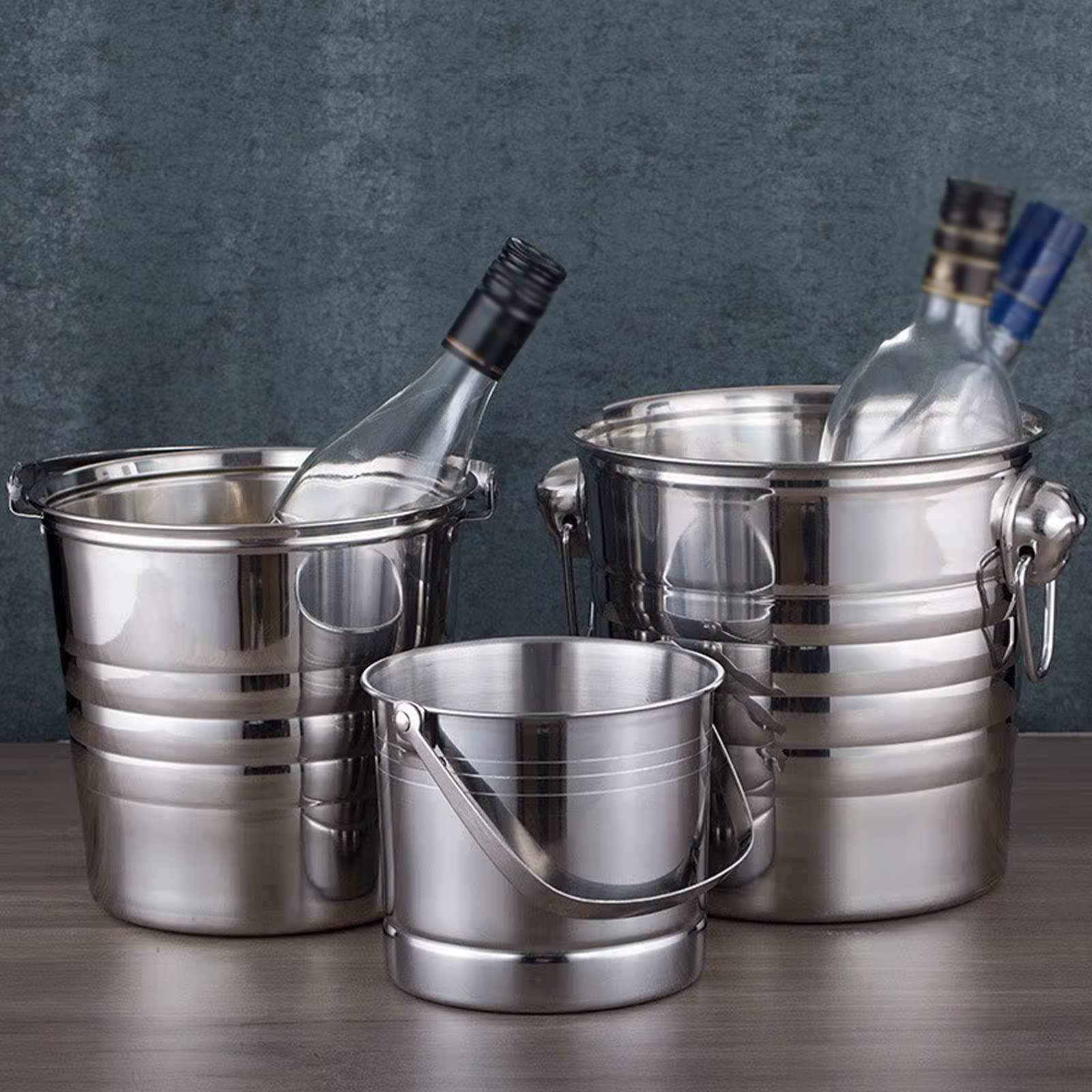 FDINUDIGUHTTYYYY Ice Beverage Tub Ice Bucket Insulated Stainless Steel Ice Buckets with Portable and Comfortable Handle, Ideal for Cocktail Bar, Parties, Chilling Wine, Champagne Ice Bucket Wine Bucket
