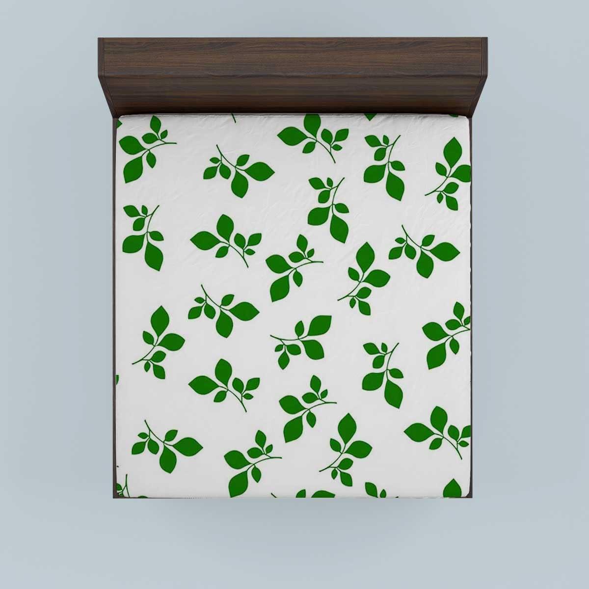 WHYATT King Jersey Sheets Green,Leaf Fresh Plant Bed Cover Non Slip King Size