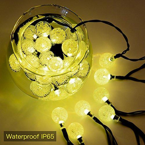BAOANT BAOANT Solar String Lights Fairy Lights 20Ft 30 LED Crystal Ball String Lights Starry Lights Globe String Lights for Garden Home Patio Indoor Outdoor(Warm-White)