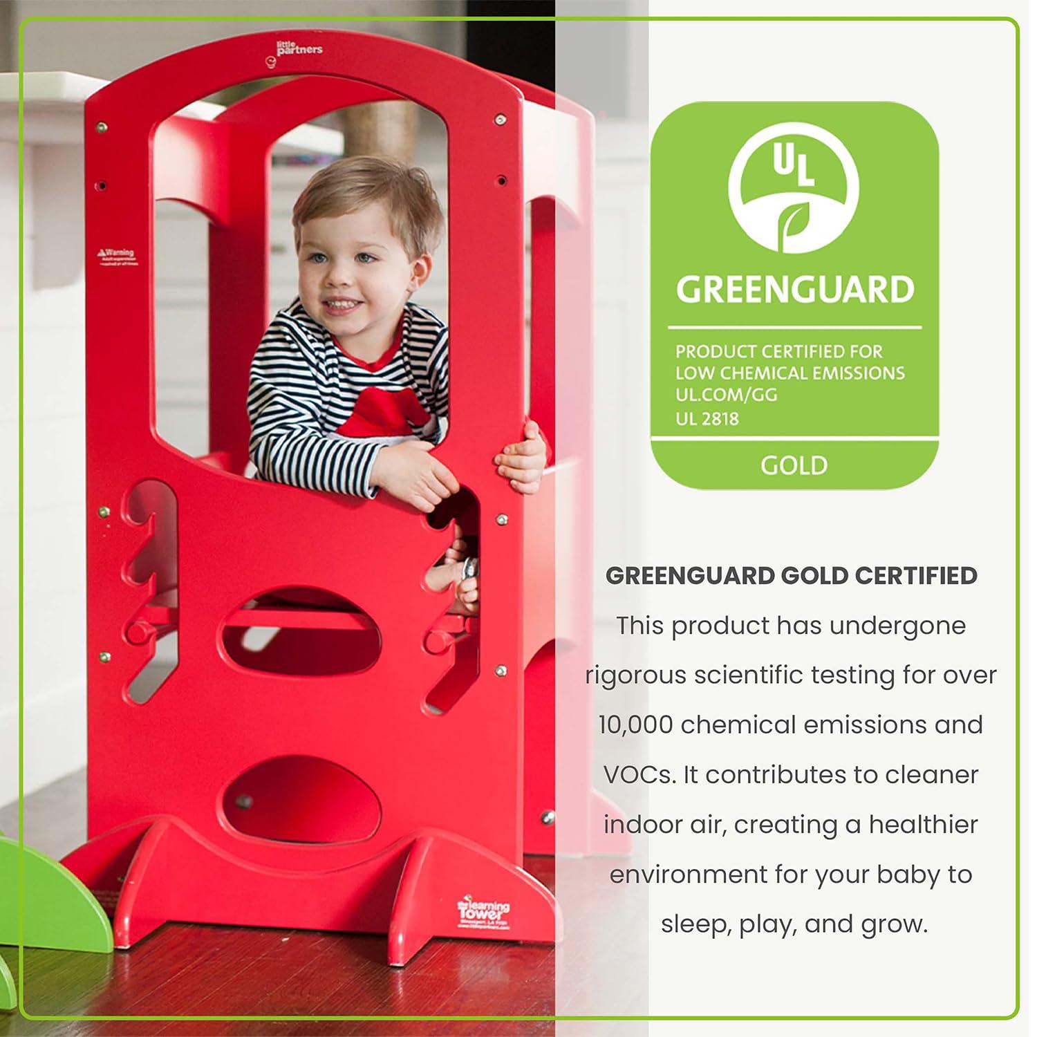 Little Partners Kids Learning Tower, Toddler Tower by Little Partners, Child Kitchen Stool Helper Adjustable Height, Counter Step-Up Active Standing Tower (Red)