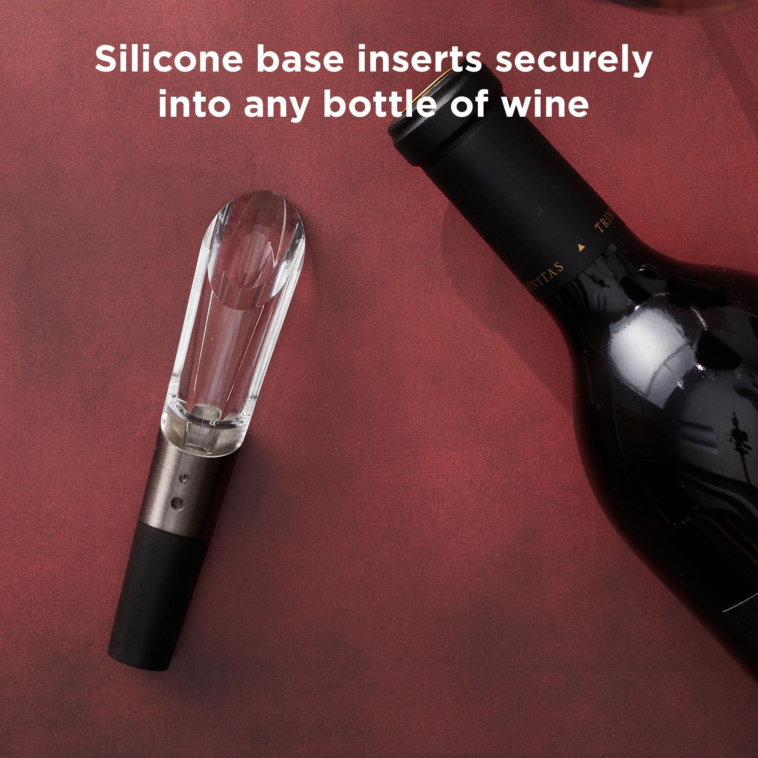 Rabbit Rabbit Wine Aerator and Pourer, 1.1 x 1.1 x 5.2 inches, Clear/Stainless Steel