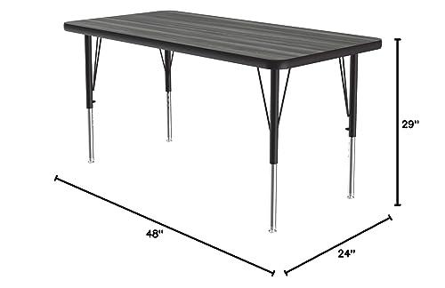 CORRELL, INC. Correll 24\"x48\" Rectangular Classroom Activity Table, Adjustable Height, New England Driftwood Durable HP Laminate, School Furniture (A2448-REC-52)