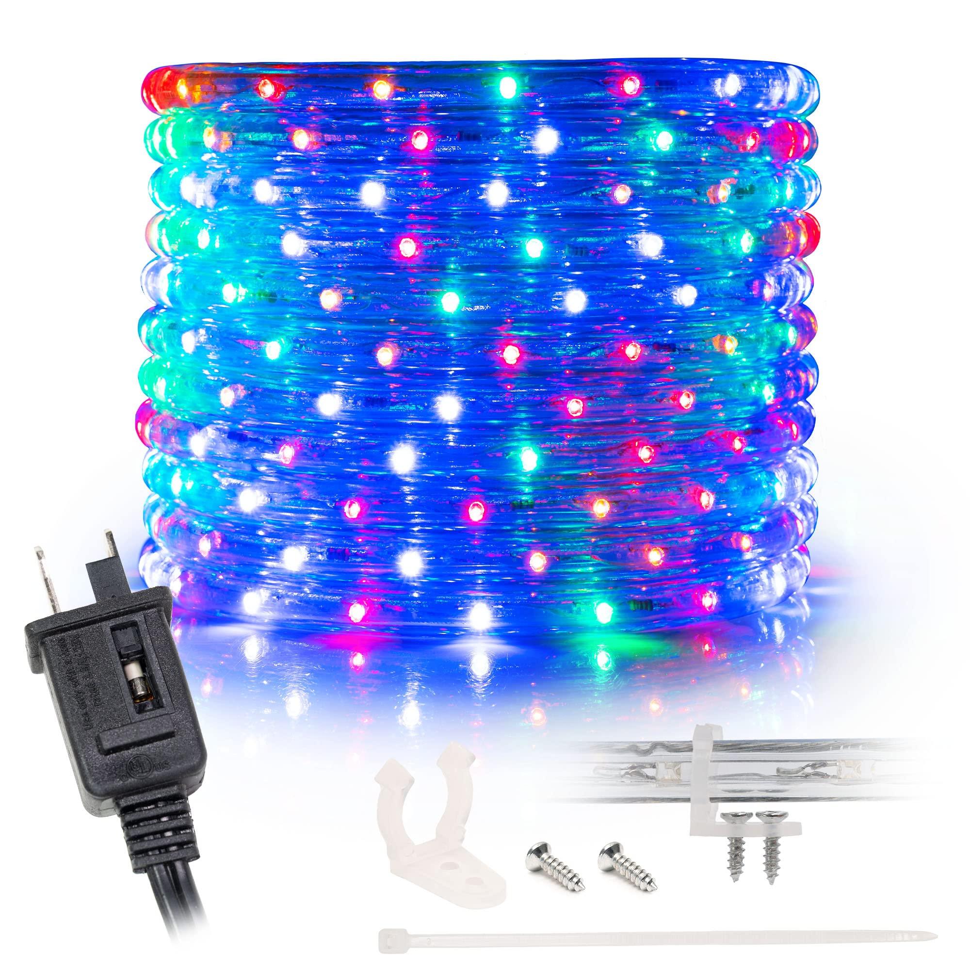 WYZworks WYZworks 25 feet Multi-Color RGB LED Extendable Outside Tube Rope Lights - Permanent Exterior Outdoor Christmas Xmas Palm Tree Yard Holiday Decoration Accent Lighting | ETL Certified