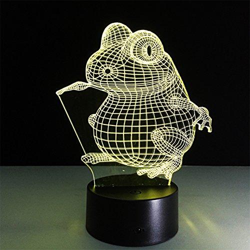 ATD (Advanced Tool Design) ATD 3D Optical Illusion Colorful Gradient Cute Frog LED Children Kids Bedroom Bedside Night Light Table Lamp with 15 Keys Remote Control