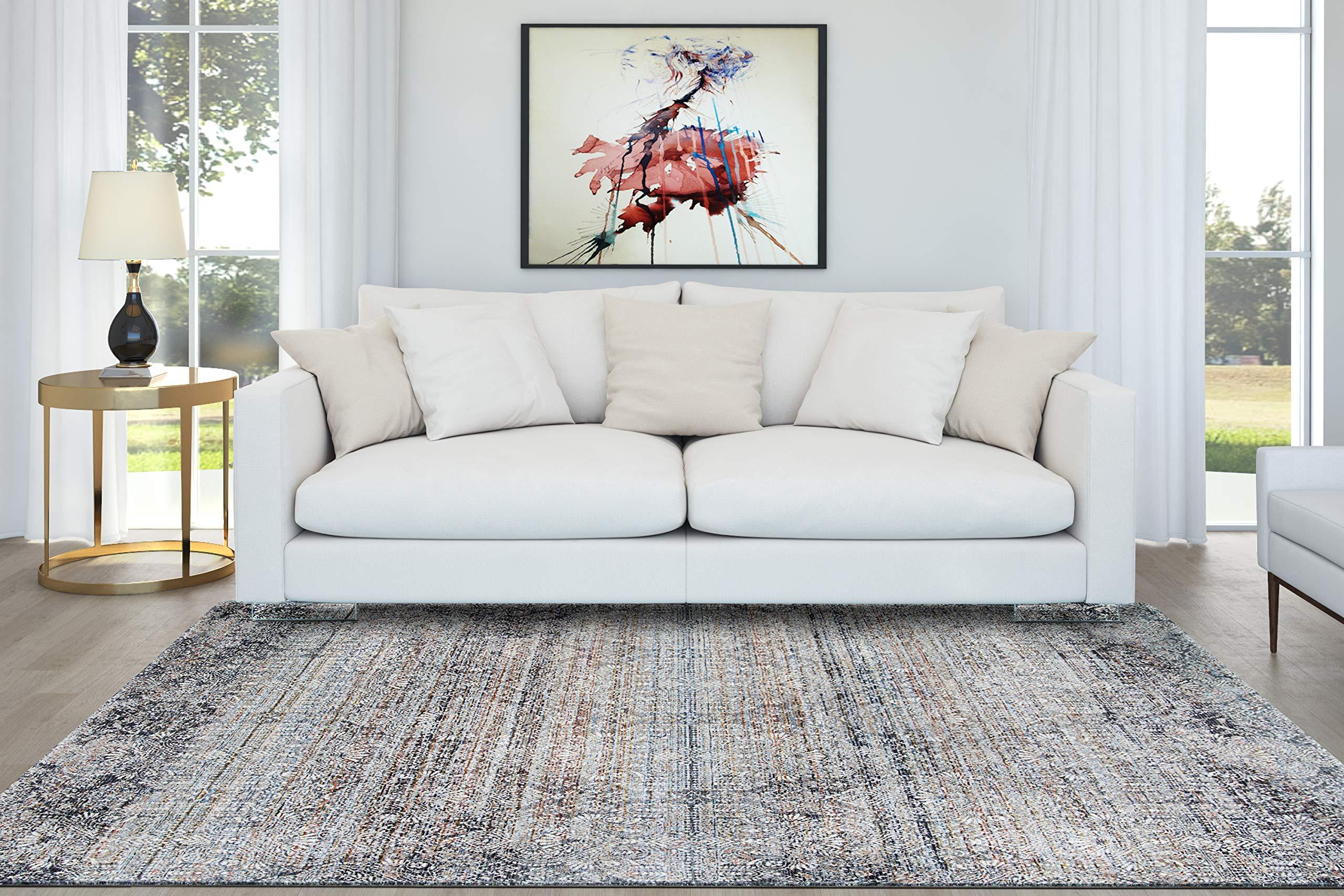 Couristan Couristan Luxor Barocco Area Rug, 5'3" x 7'6", Antique Beige-Pewter